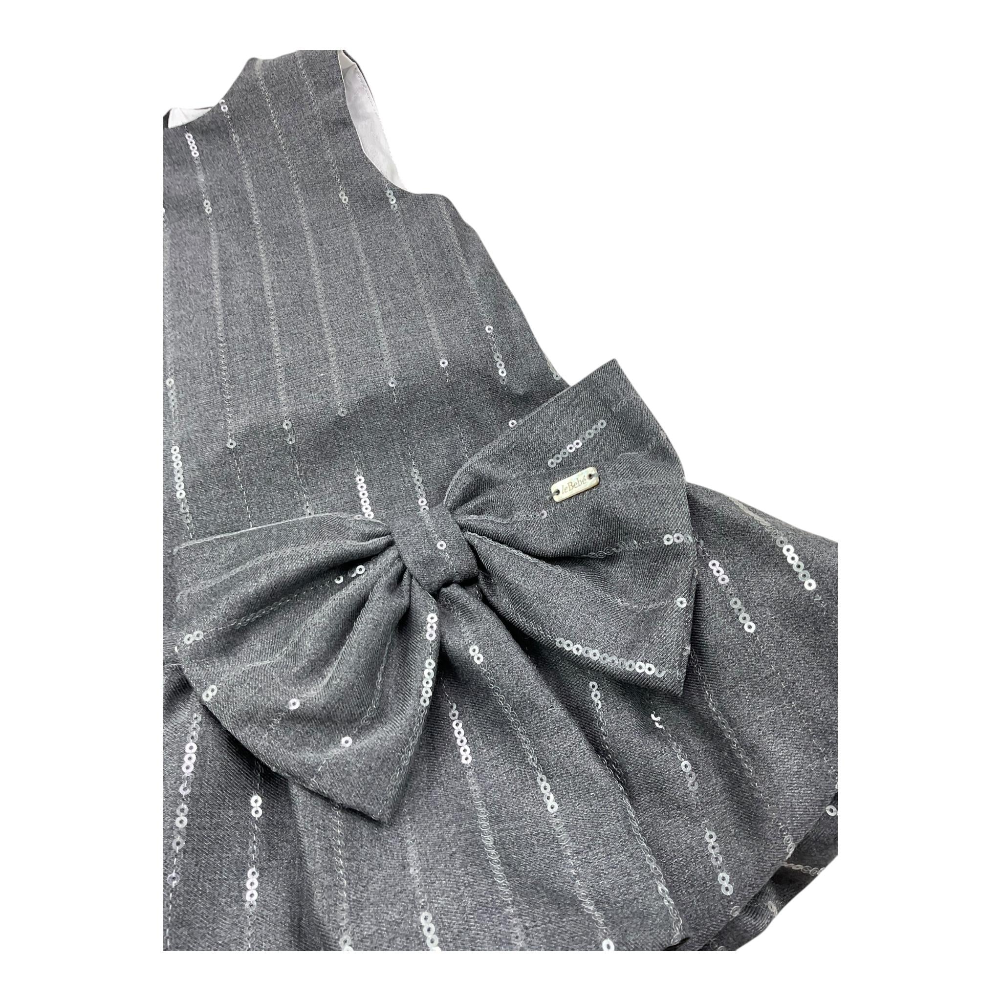 LE BEBE' abito tinta unita giromanica con paillettes Grigio per Neonata LBG6150 GRIGIO LE BEBE'
