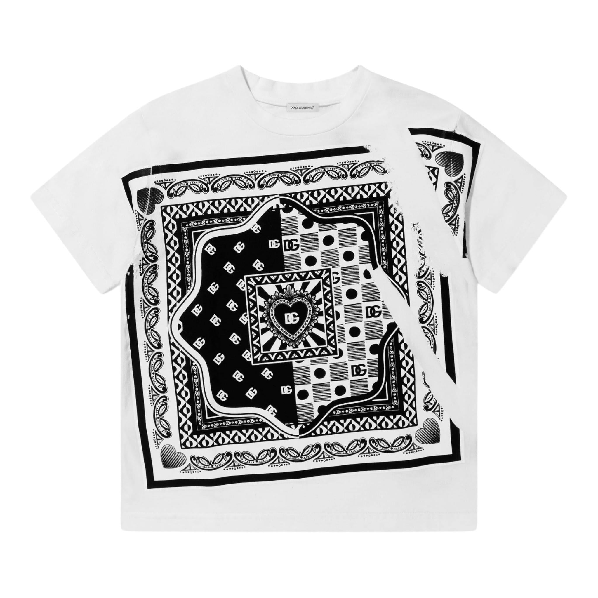 DOLCE & GABBANA t-shirt girocollo stampa fantasia Bianco per Bambino L1TDMJ BIANCO DOLCE & GABBANA