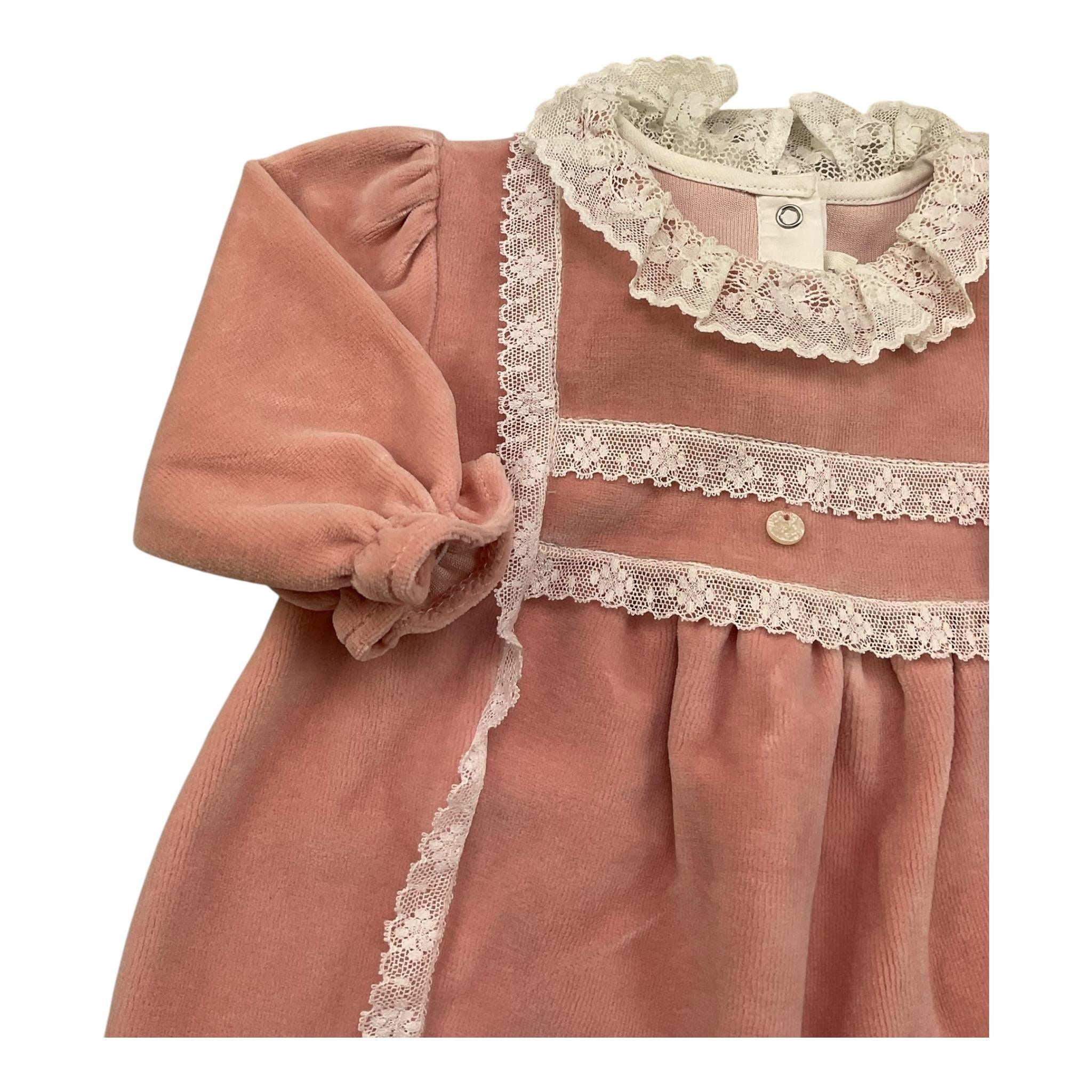 TARTINE ET CHOCOLAT tutina manica lunga tinta unita in ciniglia Rosa per Neonata TX54060 ROSA TARTINE ET CHOCOLAT