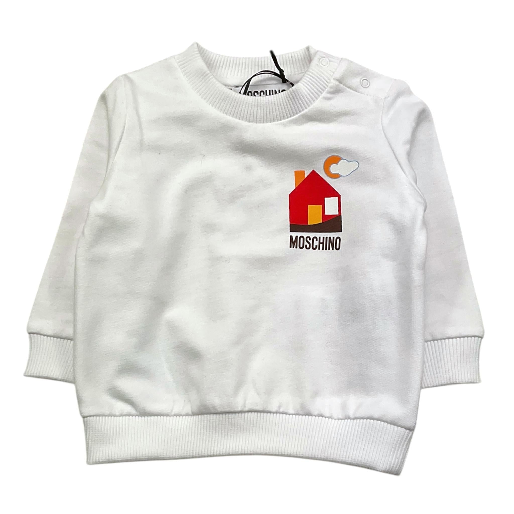 MOSCHINO felpa girocollo tinta unita con stampa Bianco per Neonato MRF060 BIANCO MOSCHINO