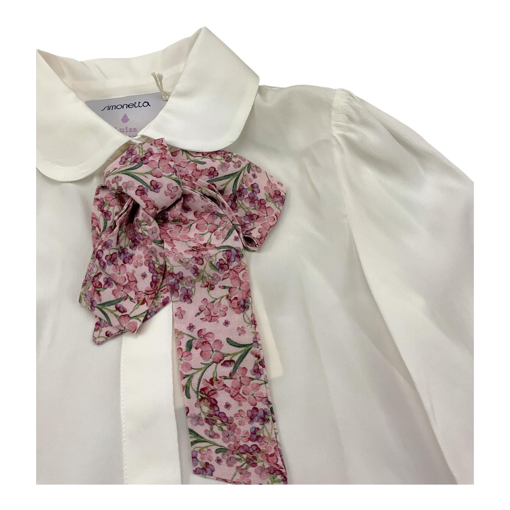 SIMONETTA camicia tinta unita con foulard Bianco per Bambina ST5A20 BIANCO SIMONETTA