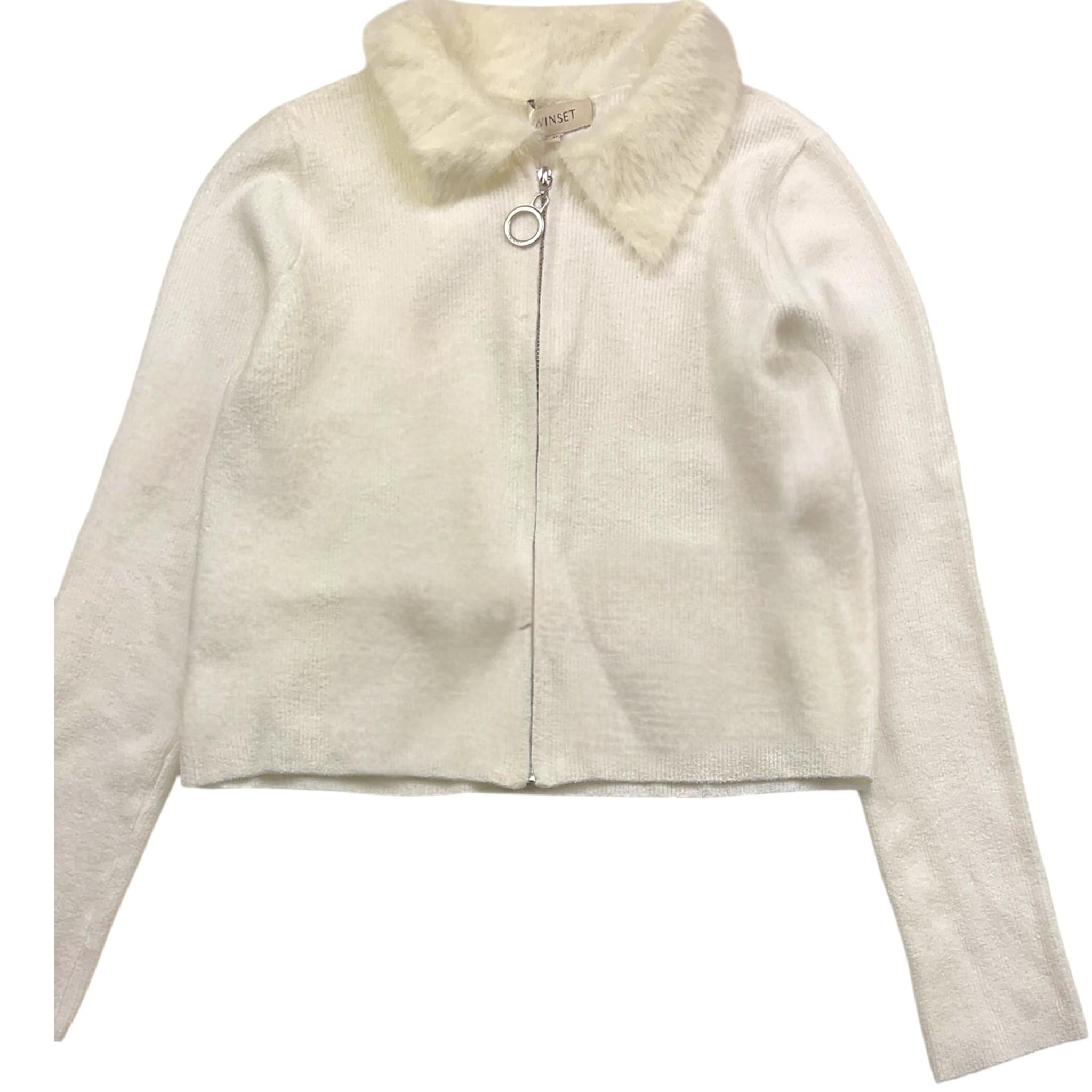 TWINSET cardigan tinta unita con zip Bianco per Bambina 242GJ3201 BIANCO TWINSET