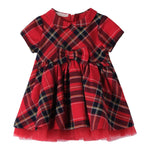 MINI BANDA abito mezza manica tinta unita con fantasia scozzese Rosso per Neonata 3A759 ROSSO MINI BANDA