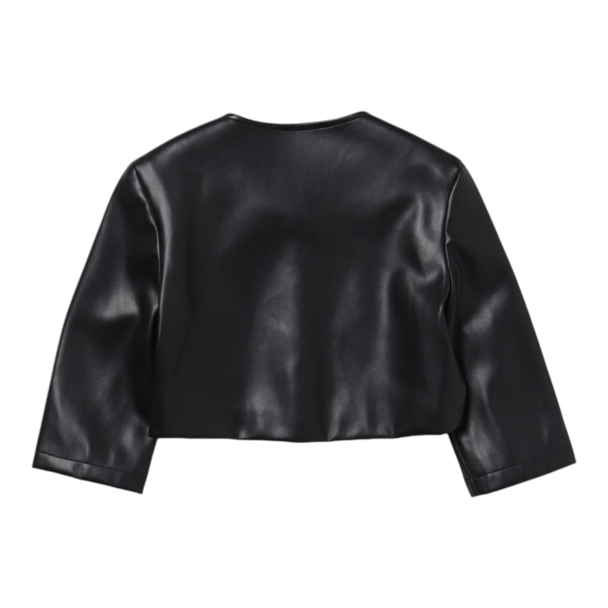 Patrizia Pepe Giubbino Ecopelle Tinta Unita Con Bottone Nero Per Bambina 7O0025 NERO PATRIZIA PEPE