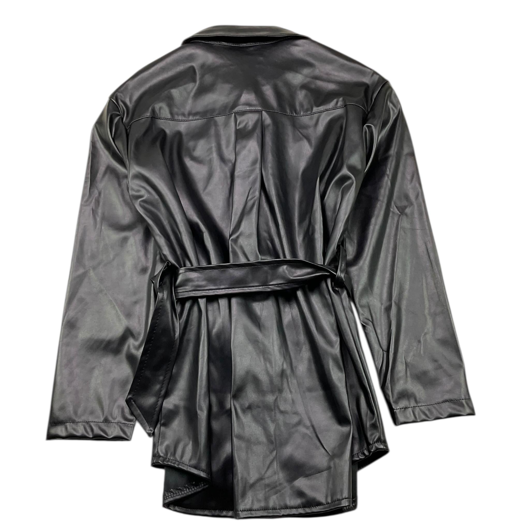 NAICE camicia manica lunga in ecopelle tinta unita Nero per Bambina 23982 NERO NAICE