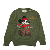 SAINT BARTH maglia girocollo tinta unita con stampa topolino Verde per Bambino DOU00044 VERDE SAINT BARTH