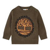 TIMBERLAND maglia girocollo tinta unita con logo Verde per Neonato T60263 VERDE TIMBERLAND