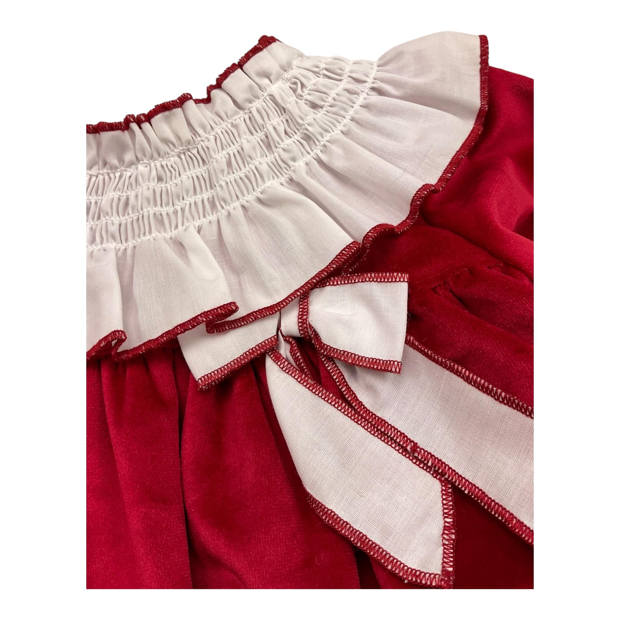 BABIDU abito tinta unita in velluto con fiocco Rosso per Bambina 91661J ROSSO BABIDU