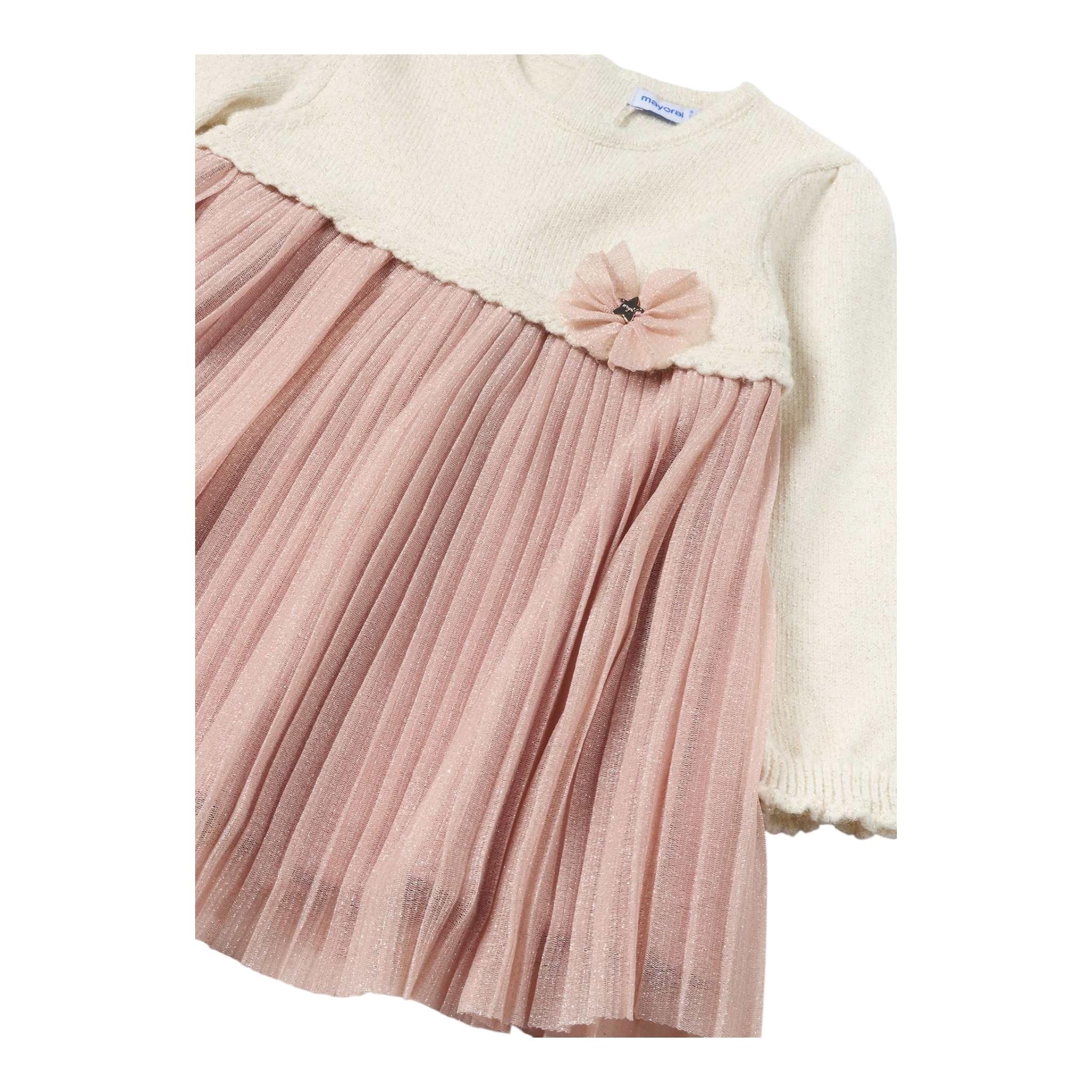 MAYORAL abito manica lunga con gonna in contrasto Rosa per Neonata 2906 ROSA MAYORAL