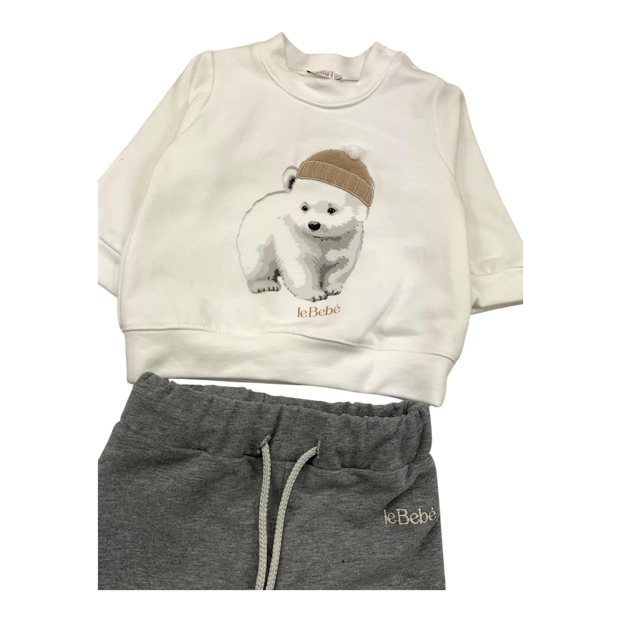 LE BEBE' completo 2 pezzi shirt-pantalone bicolore Bianco/grigio per Neonato LBB5120 BIANCO/GRIGIO LE BEBE'