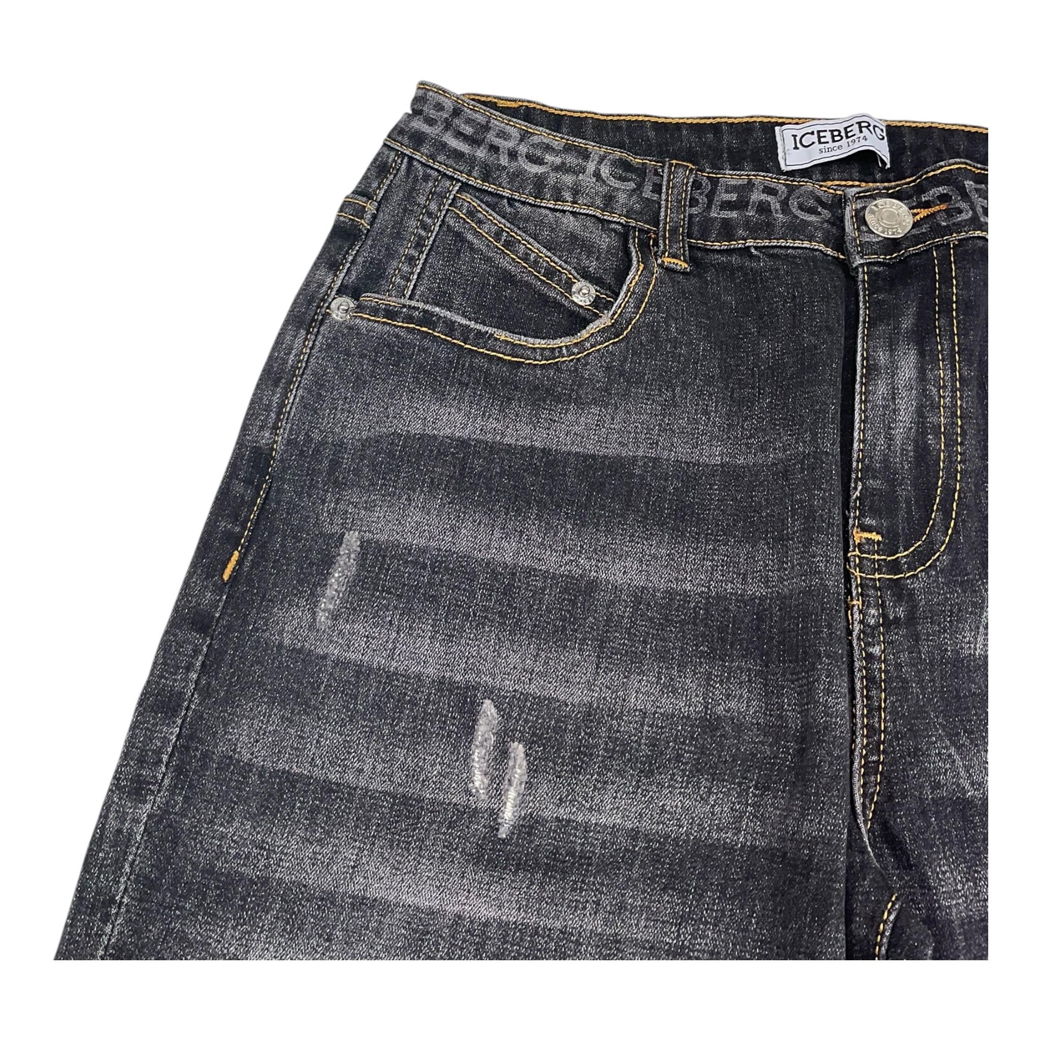 ICEBERG jeans tinta unita con girovita regolabile Nero per Bambino PTICE5306J NERO ICEBERG