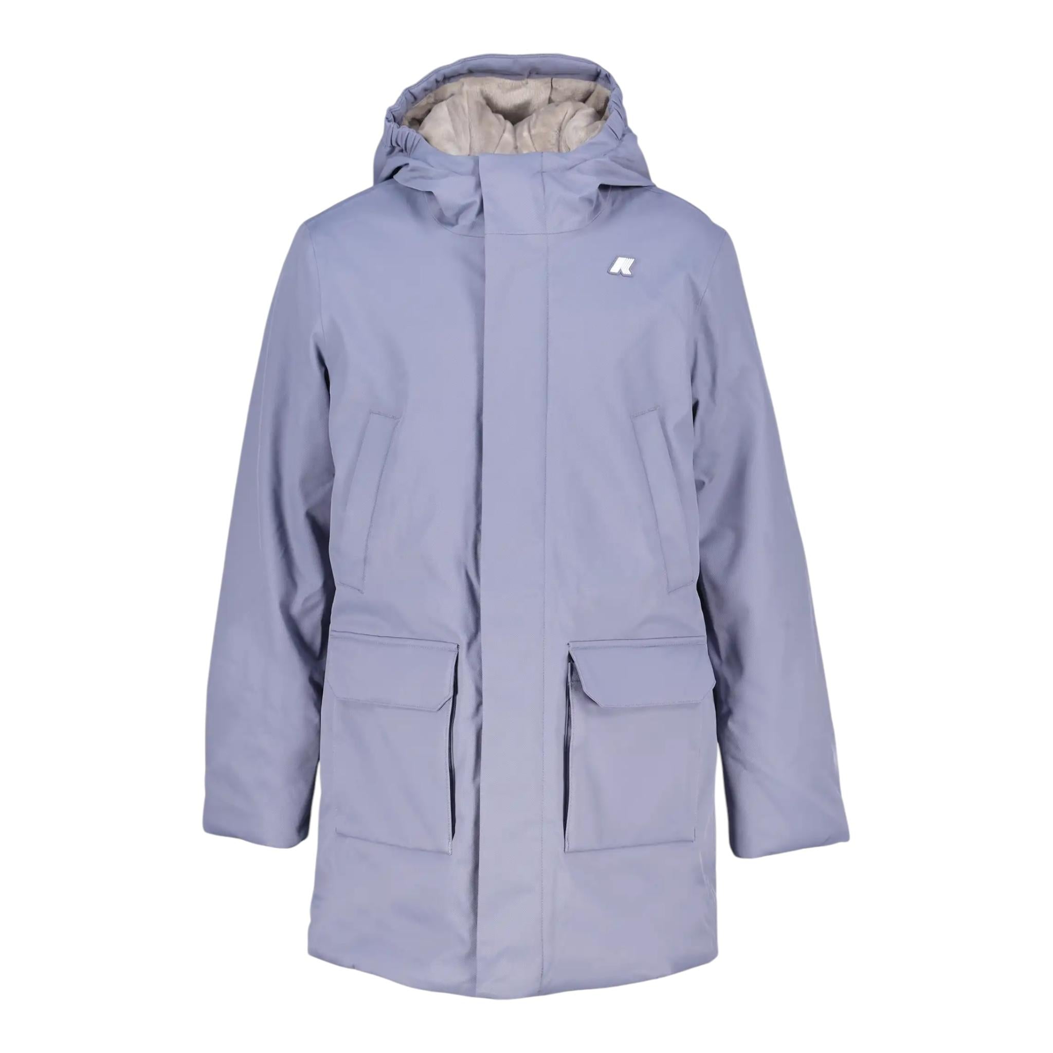 K-WAY giubbino tinta unita modello lungo con cappuccio Azzurro per Bambino K1128HW AZZURRO K-WAY