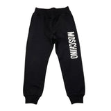 MOSCHINO pantalone tinta unita con logo Nero per Bambino HUP086 NERO MOSCHINO