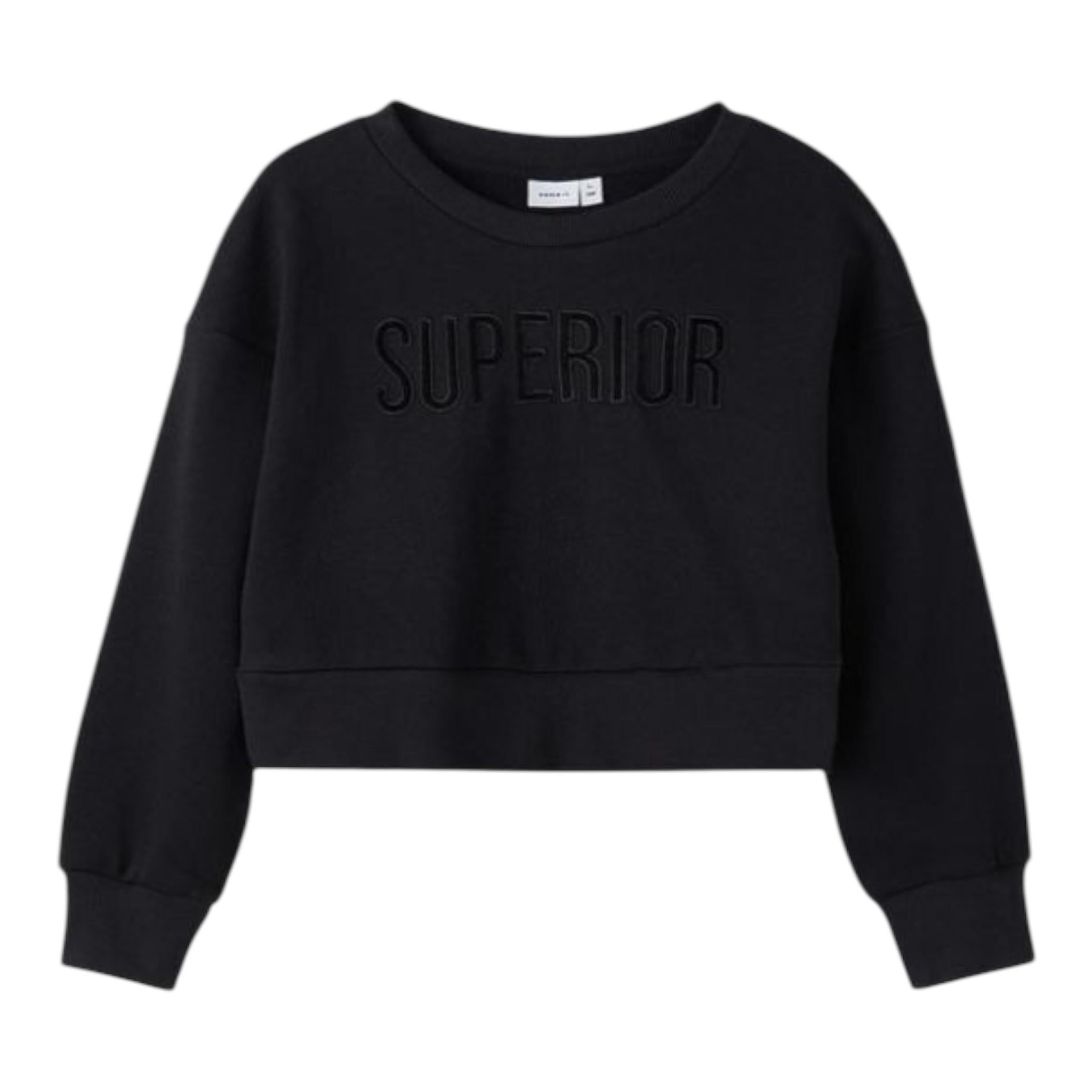 NAME IT felpa tinta unita girocollo con stampa Nero per Bambina 13207638 NERO NAME IT