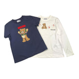 MOSCHINO completo 2pz t-shirt-shirt Bianco/blu per Bambino HVK024 BIANCO/BLU MOSCHINO