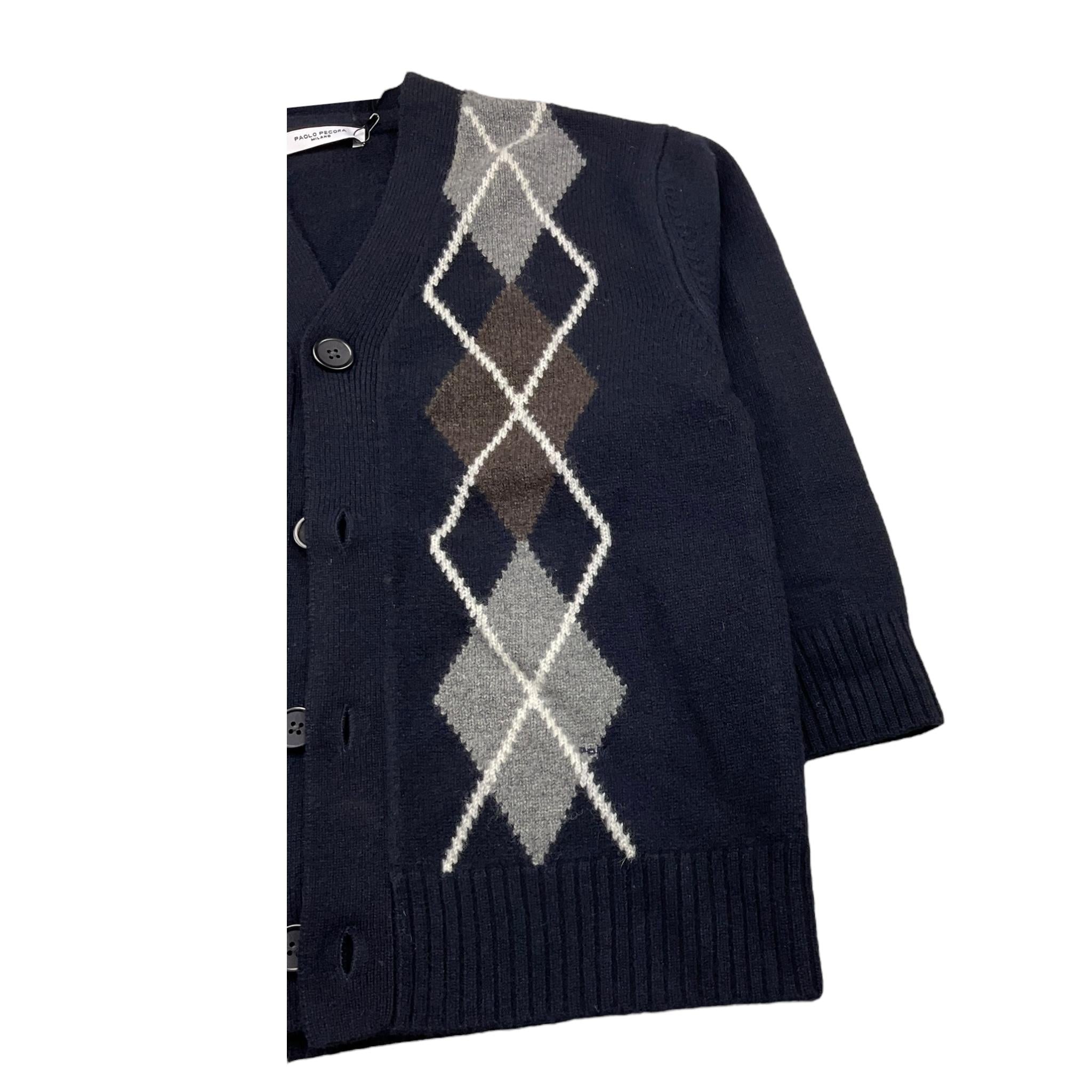PAOLO PECORA cardigan tinta unita con rombi Blu per Bambino PP4088 BLU PAOLO PECORA