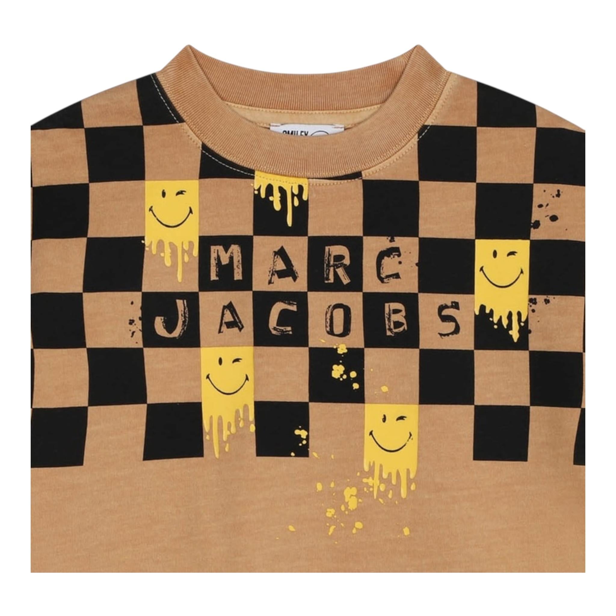 MARC JACOBS t-shirt girocollo tinta unita con fantasia scacchi Cammello per Bambino W60283 CAMMELLO MARC JACOBS