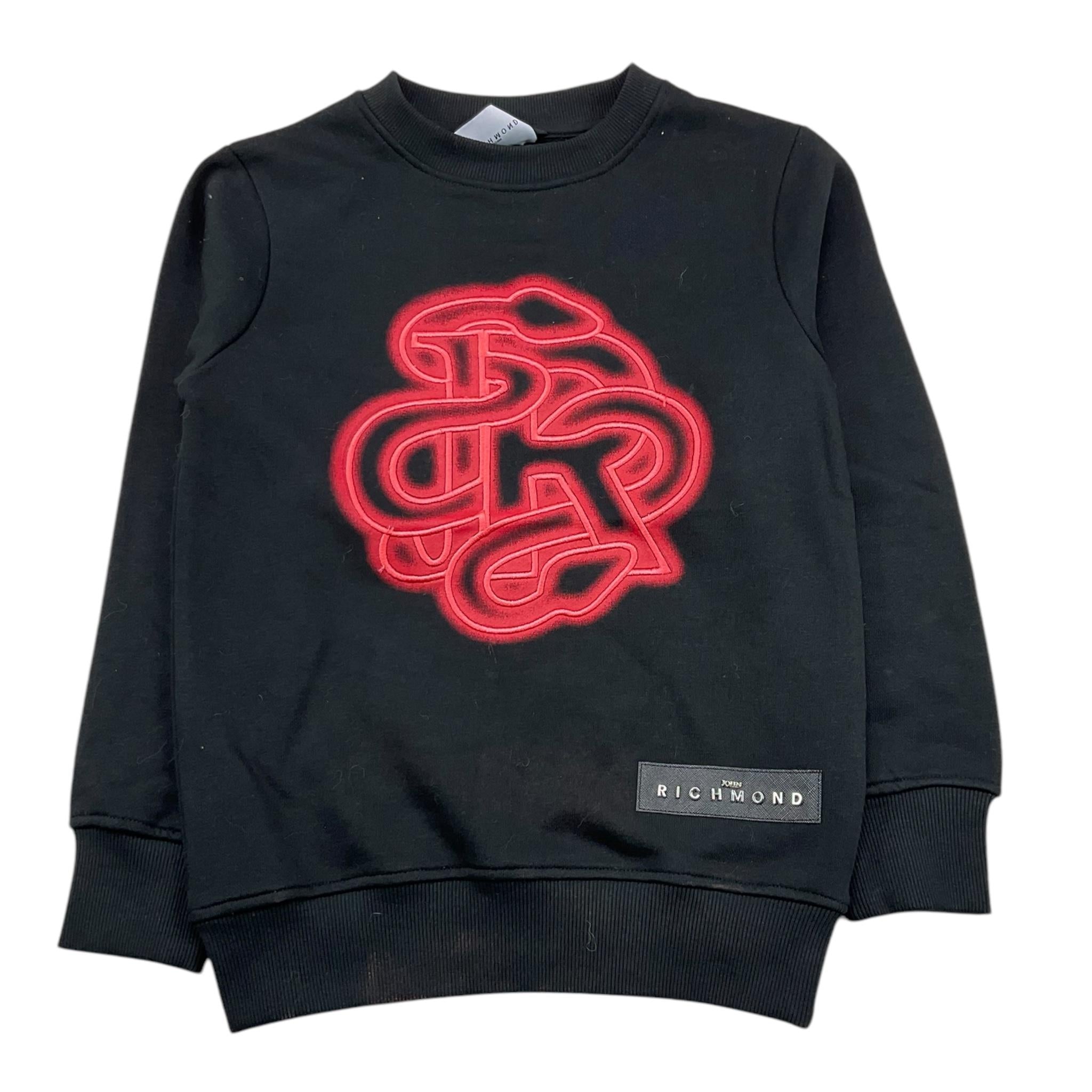 JOHN RICHMOND felpa chiusa girocollo tinta unita con stampa in contrasto Nero per Bambino RBA25179FE NERO JOHN RICHMOND