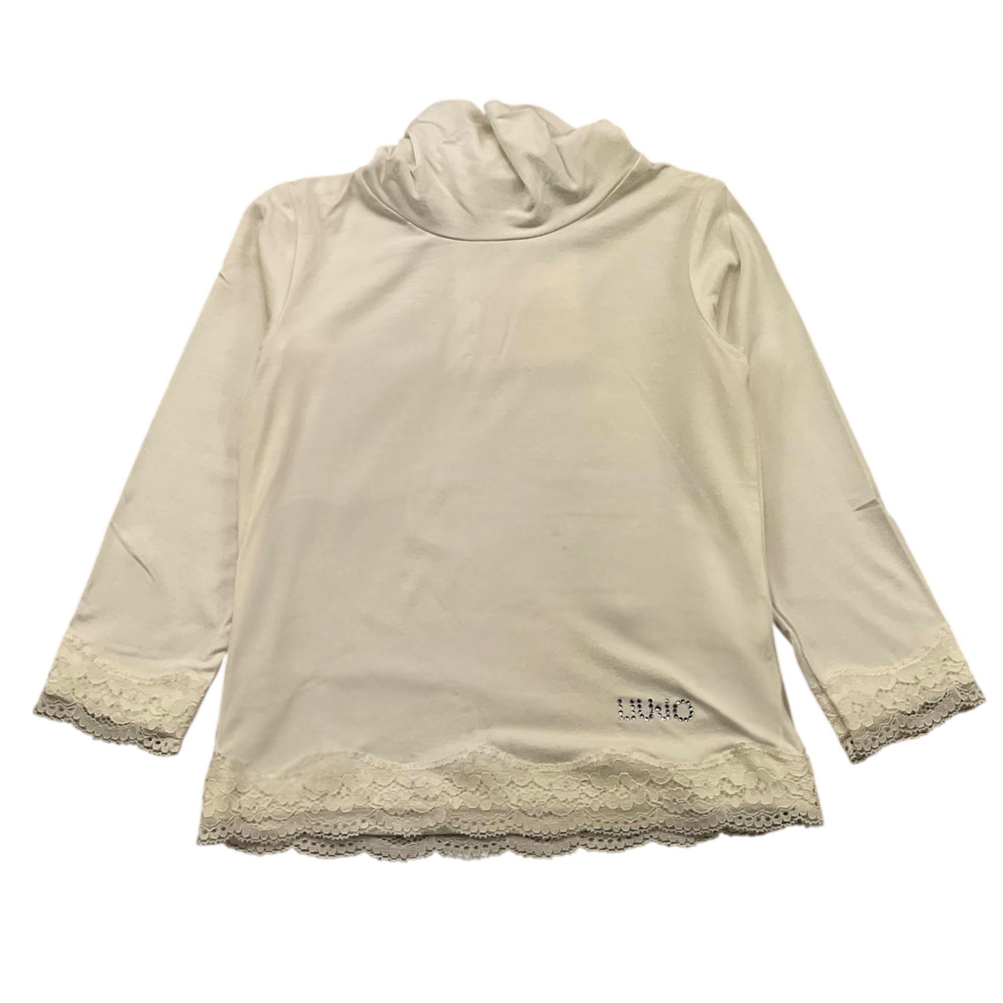 LIU JO shirt collo alto tinta unita con ricami Panna per Bambina KF1009X PANNA LIU JO