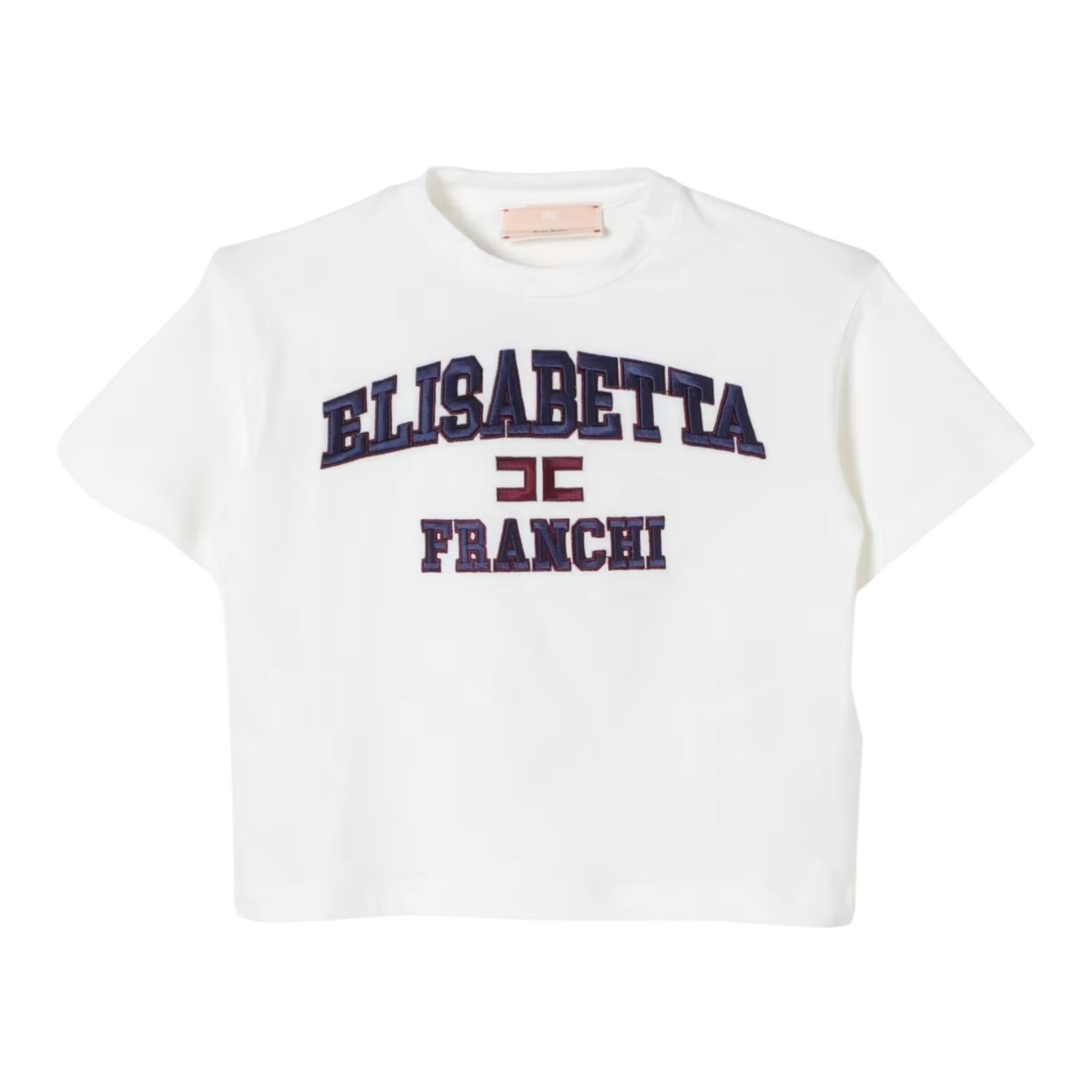 ELISABETTA FRANCHI t-shirt girocollo tinta unita con stampa Bianco per Bambina EFTS220X BIANCO ELISABETTA FRANCHI