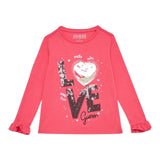 GUESS shirt girocollo tinta unita con stampa in contrasto  Rosa per Neonata K4BI11J1314X ROSA GUESS