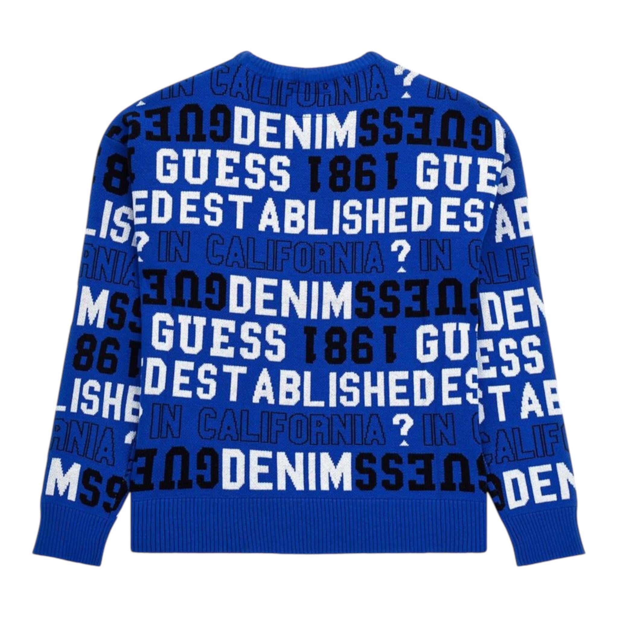 GUESS maglia girocollo tinta unita con stampa Blu per Bambino N4YR00Z3GV0J BLU GUESS