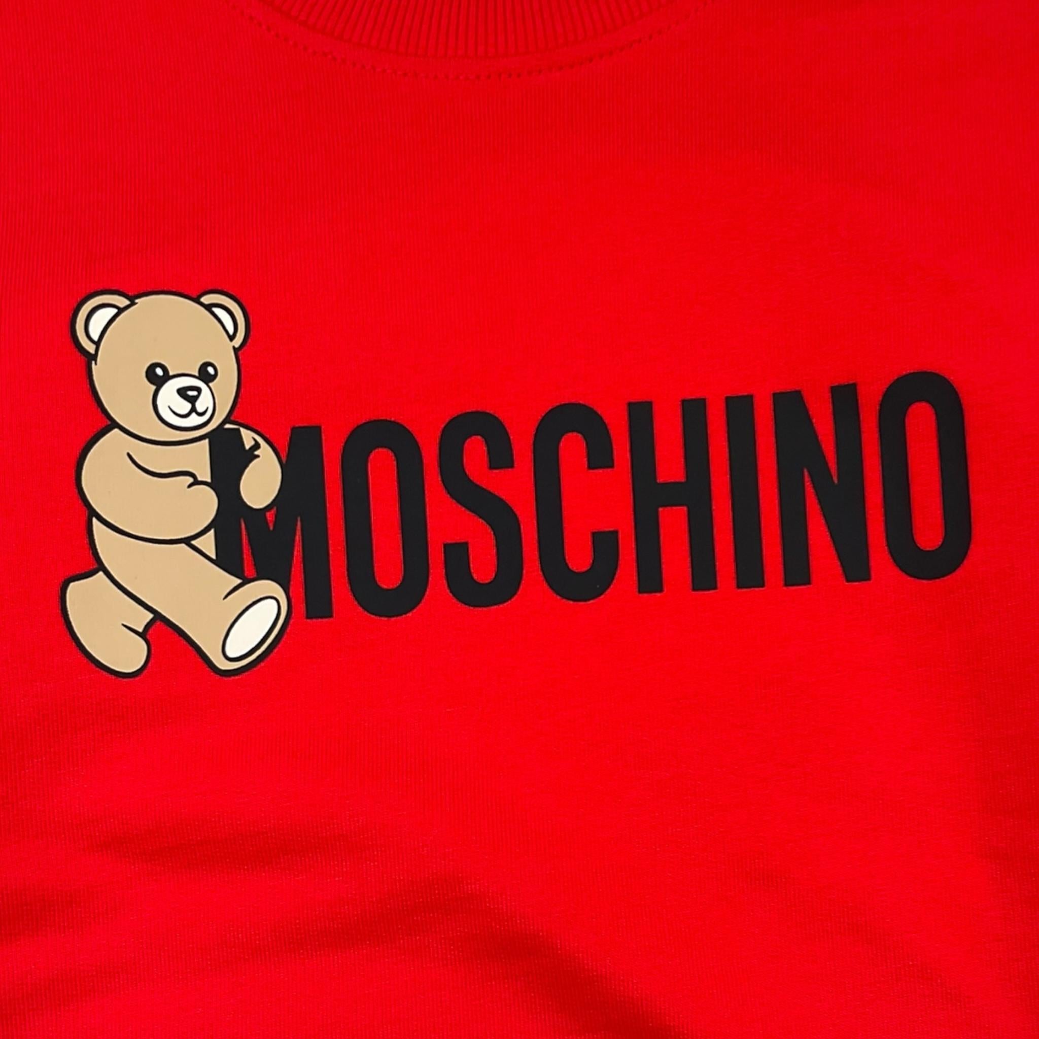 MOSCHINO felpa girocollo tinta unita con stampa Rosso per Bambino HPF08V ROSSO MOSCHINO