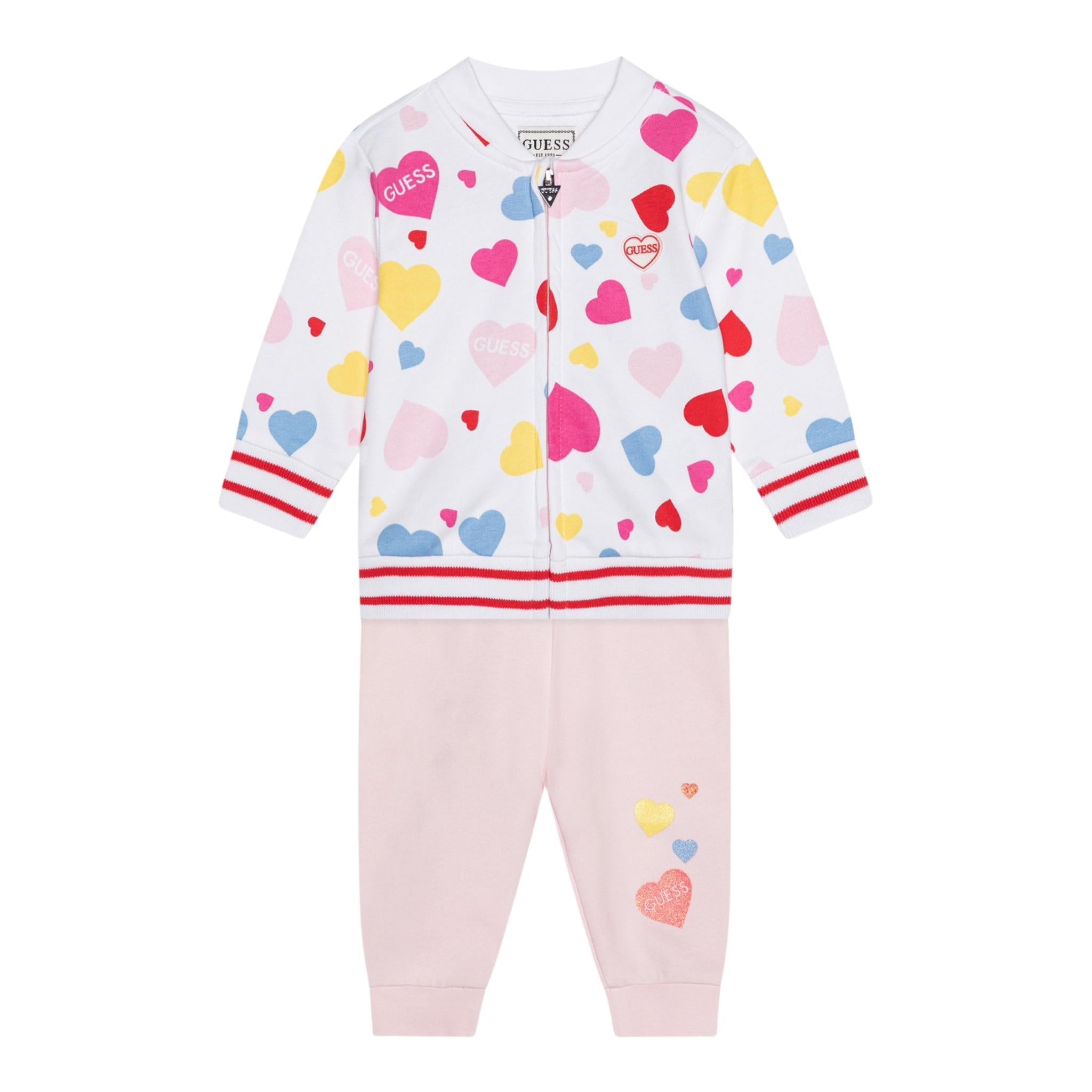 GUESS completo 2 pezzi felpa-pantalone Bianco/rosa per Neonata A4YG03AKA6R3 BIANCO/ROSA GUESS