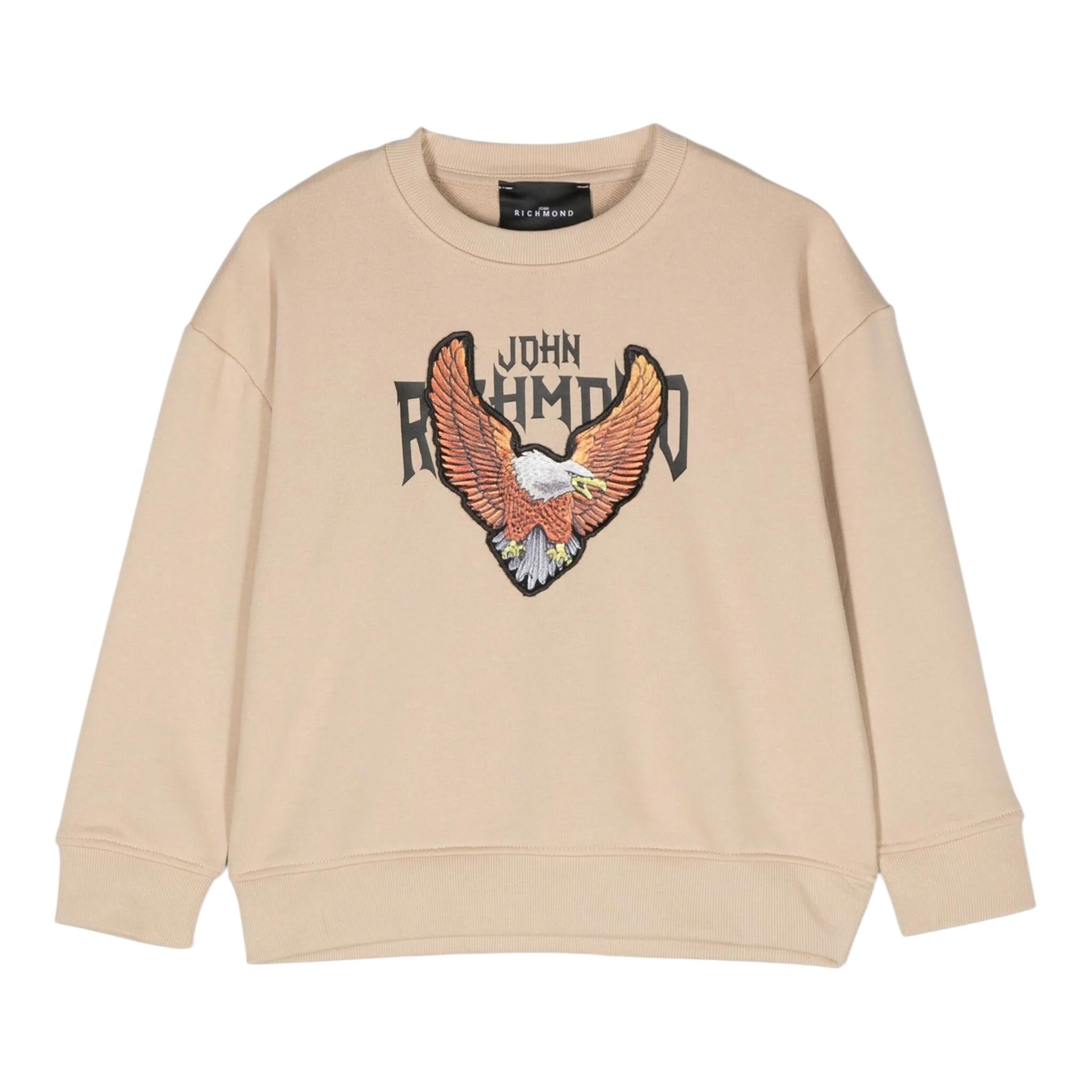 JOHN RICHMOND felpa girocollo tinta unita con stampa Beige per Bambino RBA24140FE BEIGE JOHN RICHMOND