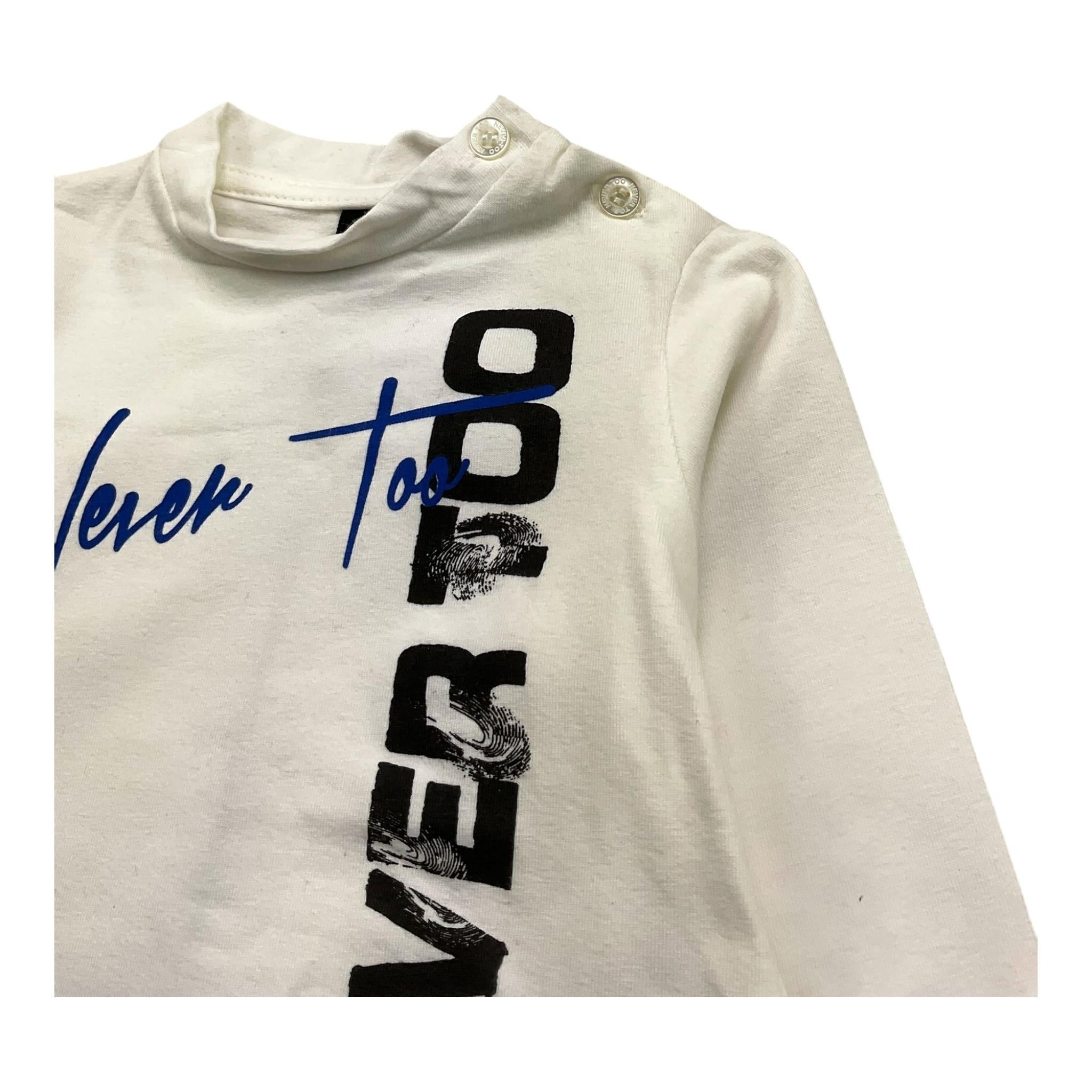 NEVER TOO shirt girocollo tinta unita con stampe Panna per Neonato NT1143N PANNA NEVER TOO