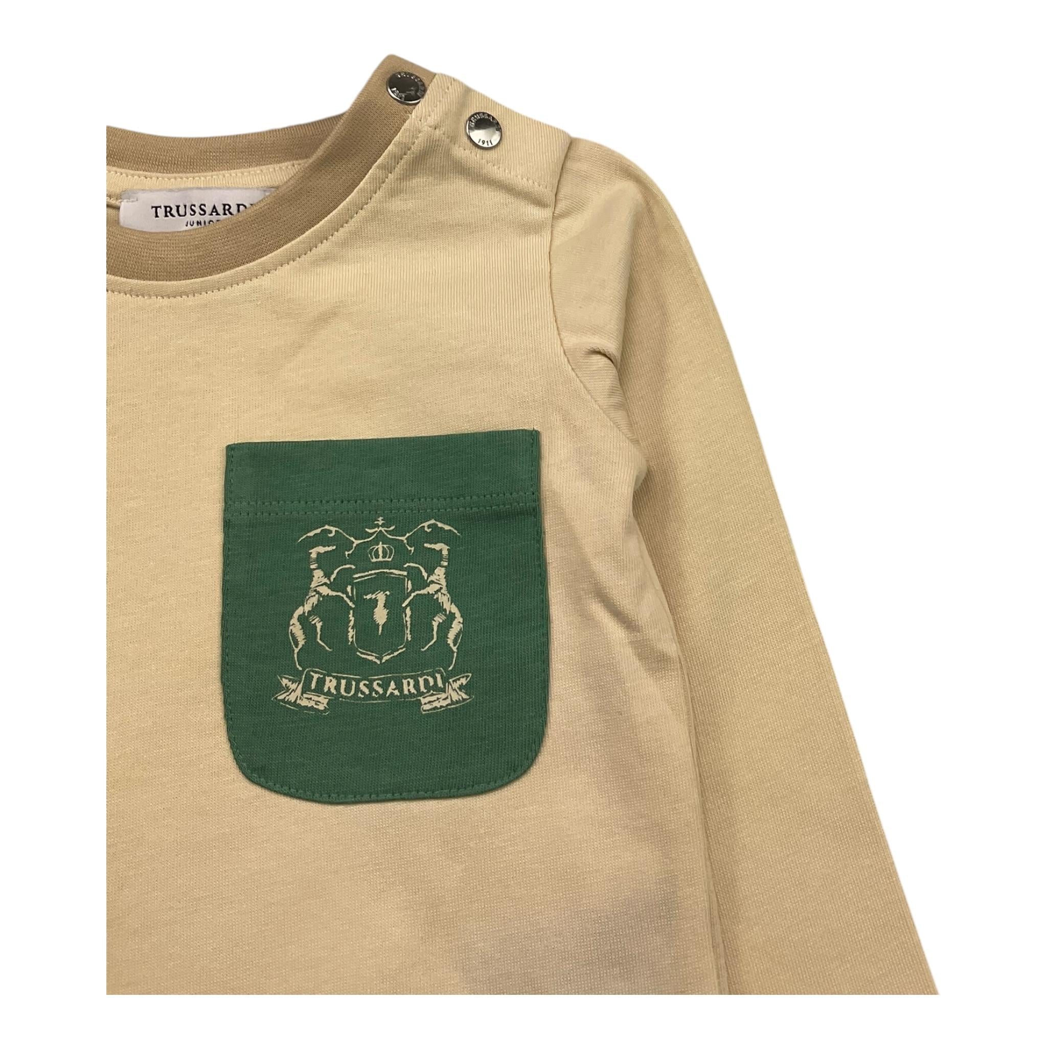 TRUSSARDI shirt girocollo tinta unita con taschino in contrasto Panna per Neonato TIA25141TS PANNA TRUSSARDI