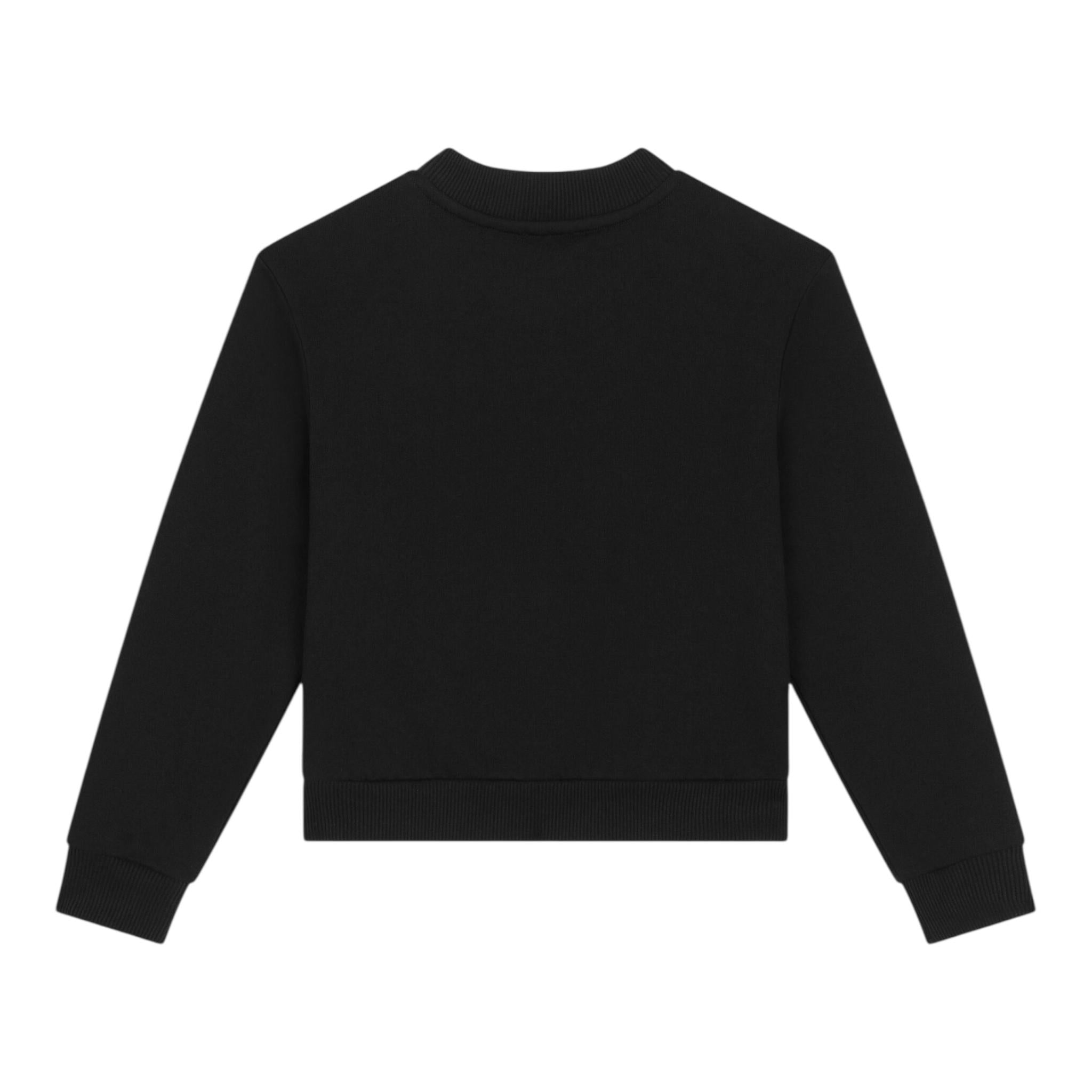 DOLCE & GABBANA felpa chiusa girocollo tinta unita con stampa Nero per Bambina L4JWHZ NERO DOLCE & GABBANA
