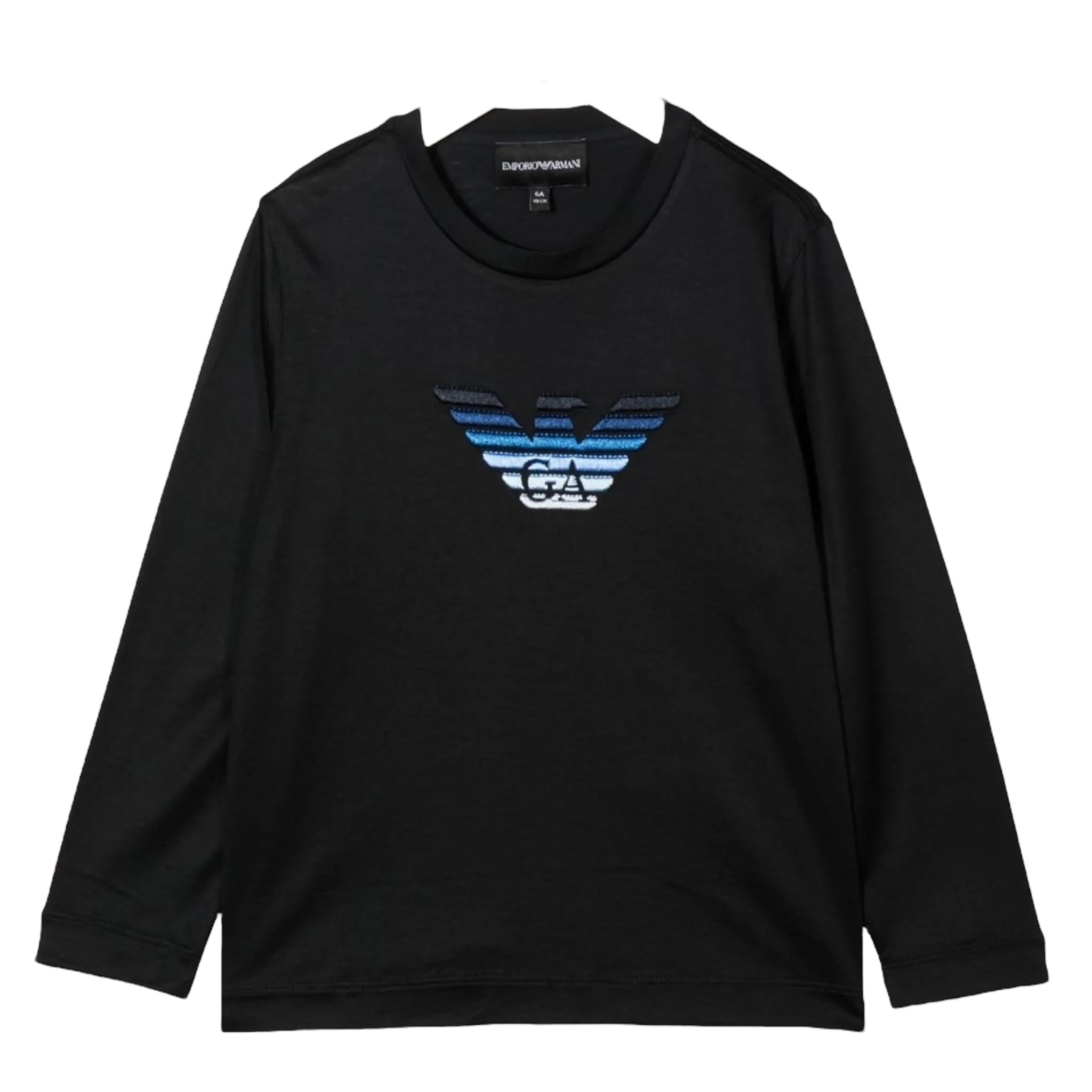 EMPORIO ARMANI shirt girocollo tinta unita cn logo Blu per Neonato 6LHTJ7 BLU EMPORIO ARMANI