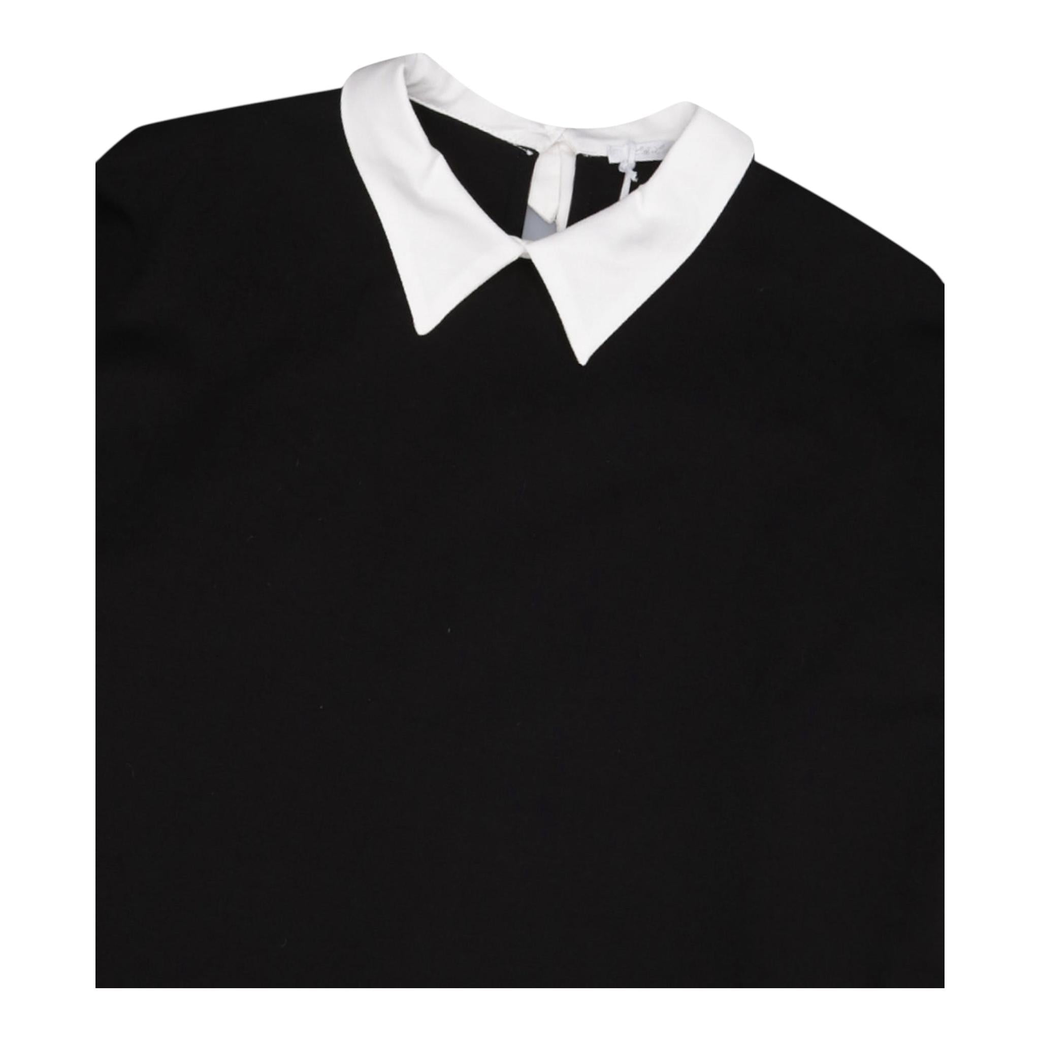 LU LU BY MISS GRANT abito manica lunga tinta unita con colletto in contrasto Nero per Bambina LL3090 NERO LU LU BY MISS GRANT