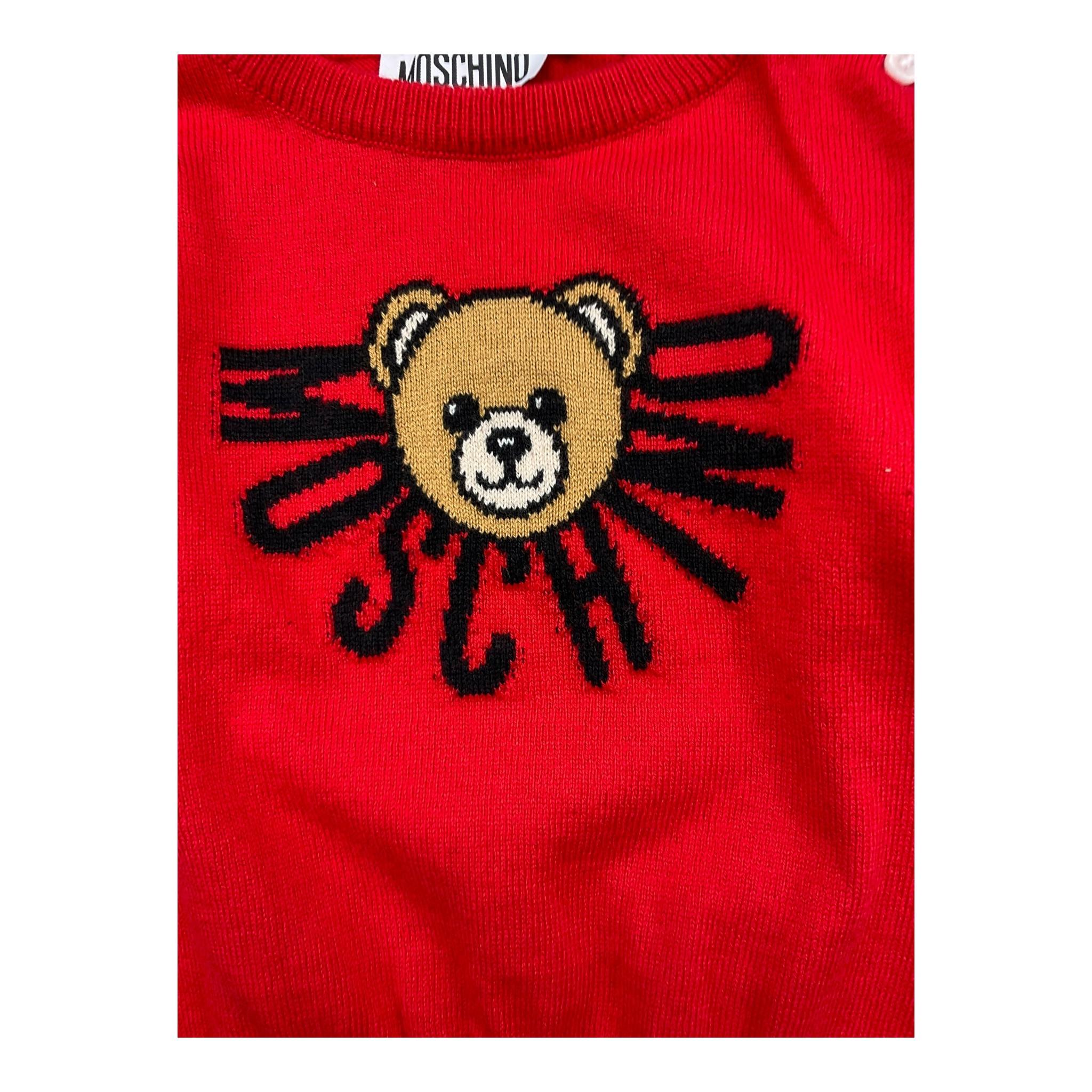 MOSCHINO maglia girocollo tinta unita con logo Rosso per Neonato M7W00J ROSSO MOSCHINO