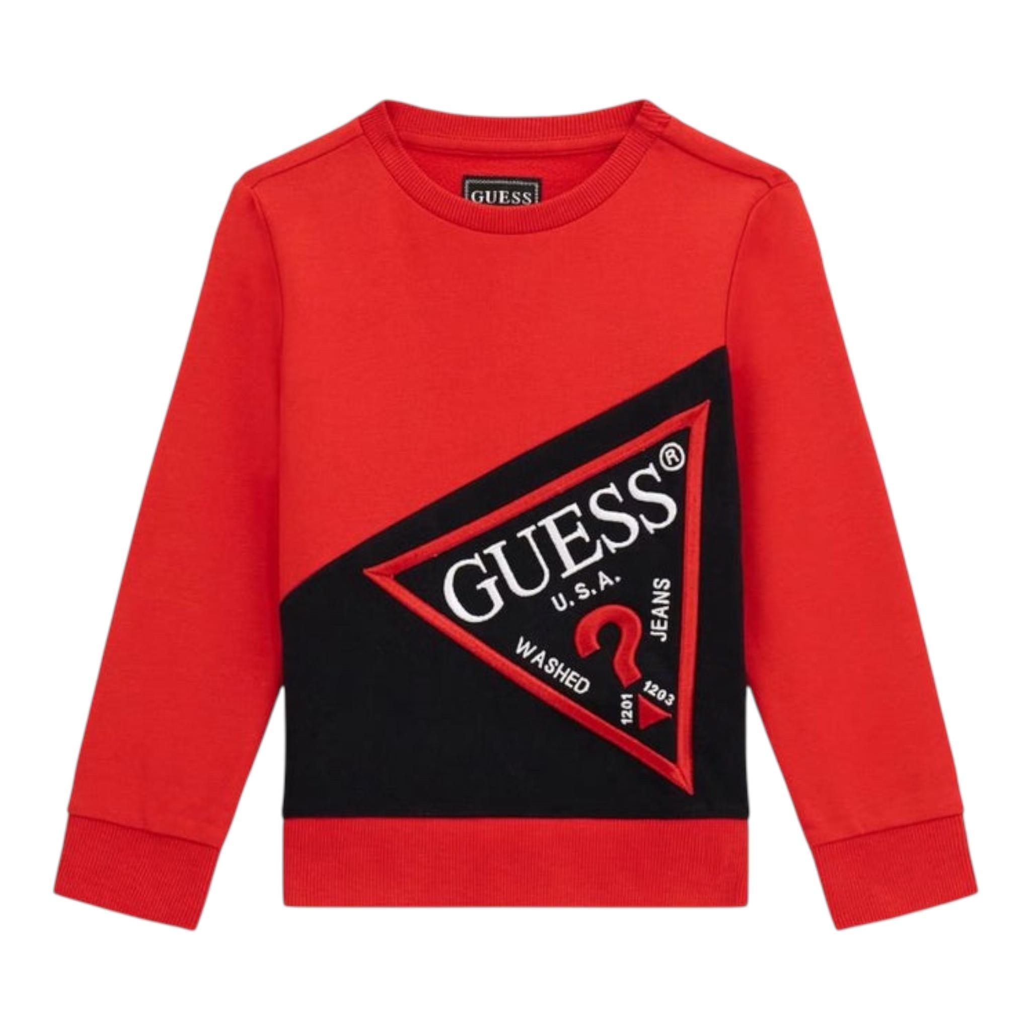 GUESS felpa girocollo tinta unita con stampa Rosso per Neonato N4YQ04KA6R4N ROSSO GUESS