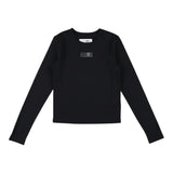 MAISON MARGIELA shirt girocollo tinta unita con stampa Nero per Bambina M60675 NERO MAISON MARGIELA