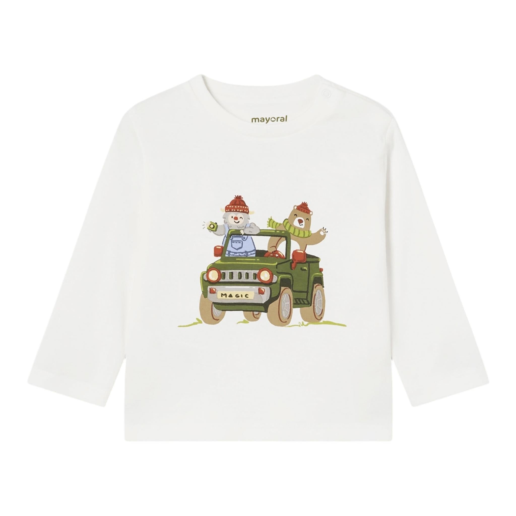 MAYORAL shirt girocollo tinta unita con stampa in contrasto Bianco per Neonato 2034 BIANCO MAYORAL