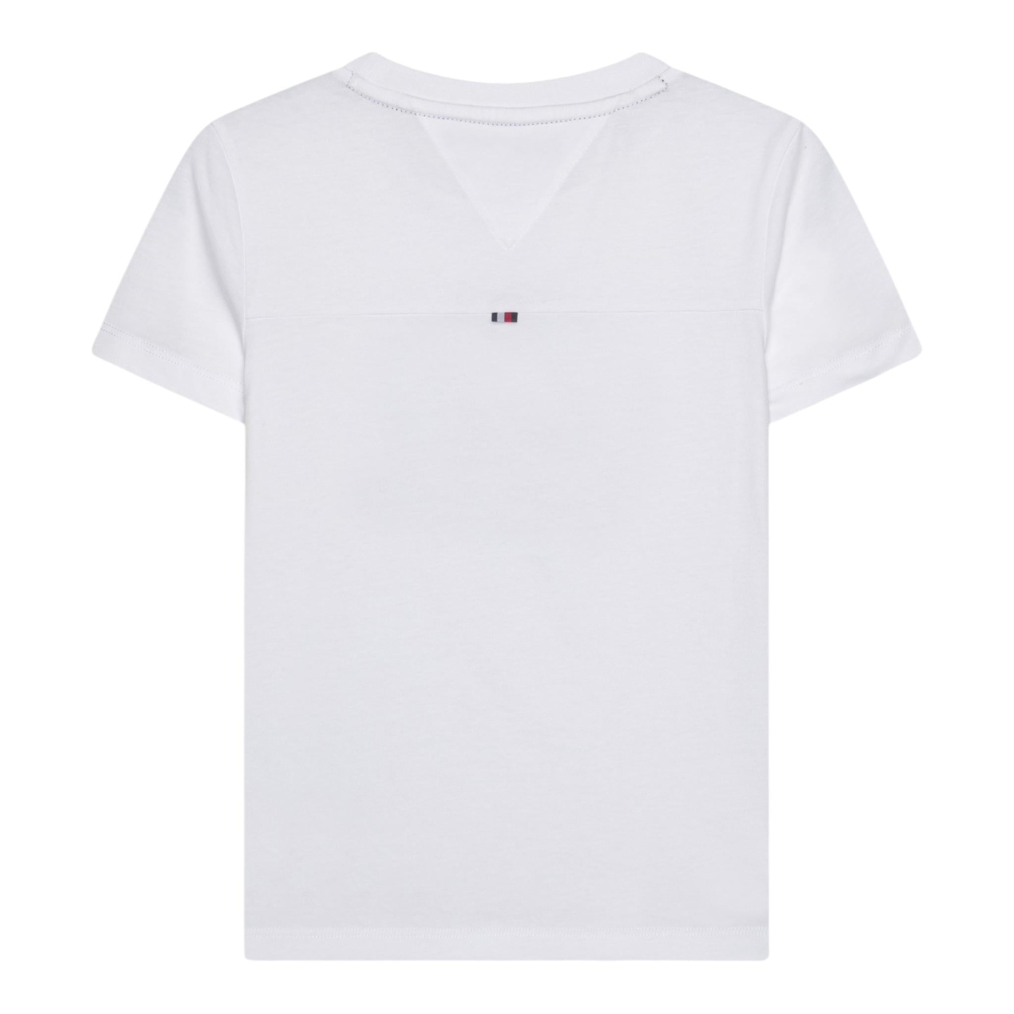 TOMMY HILFIGER t-shirt girocollo tinta unita con stampa logo Bianco per Bambino KB0KB08662 BIANCO TOMMY HILFIGER