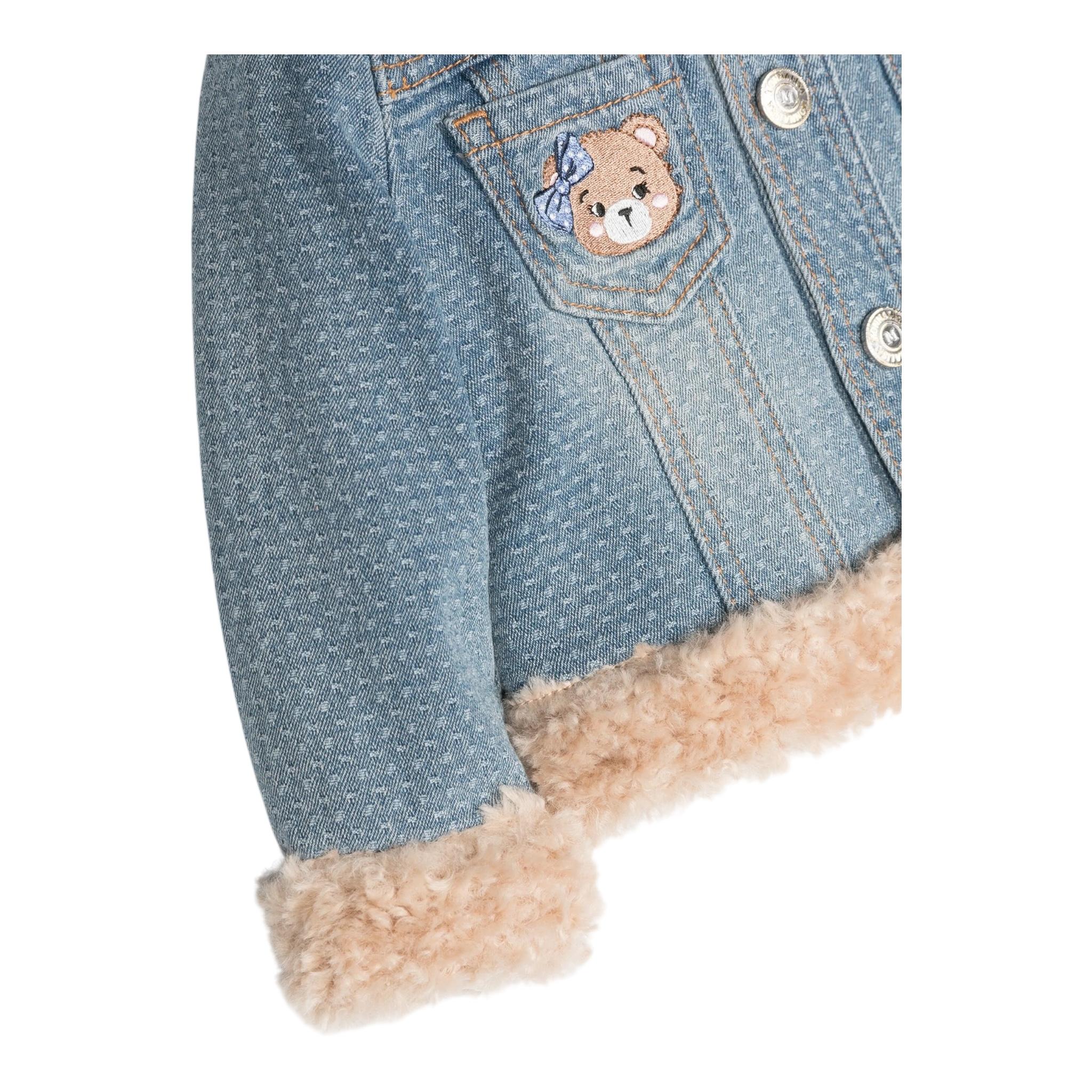 MONNALISA giubbino tinta unita in denim cn profili pelliccia Azzurro per Bambina 39D106J AZZURRO MONNALISA