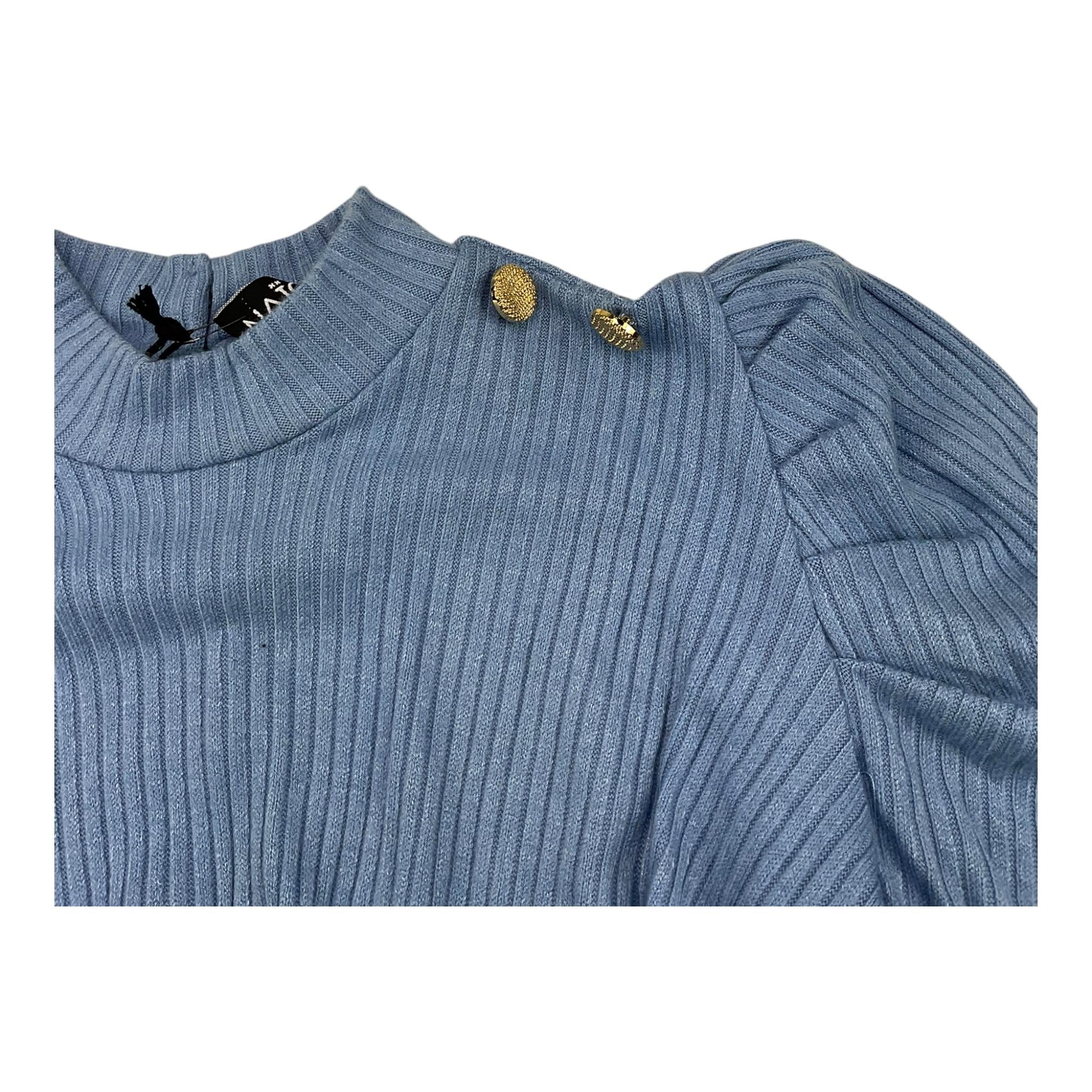 NAICE maglia girocollo tinta unita modello crop Azzurro per Bambina 231096 AZZURRO NAICE