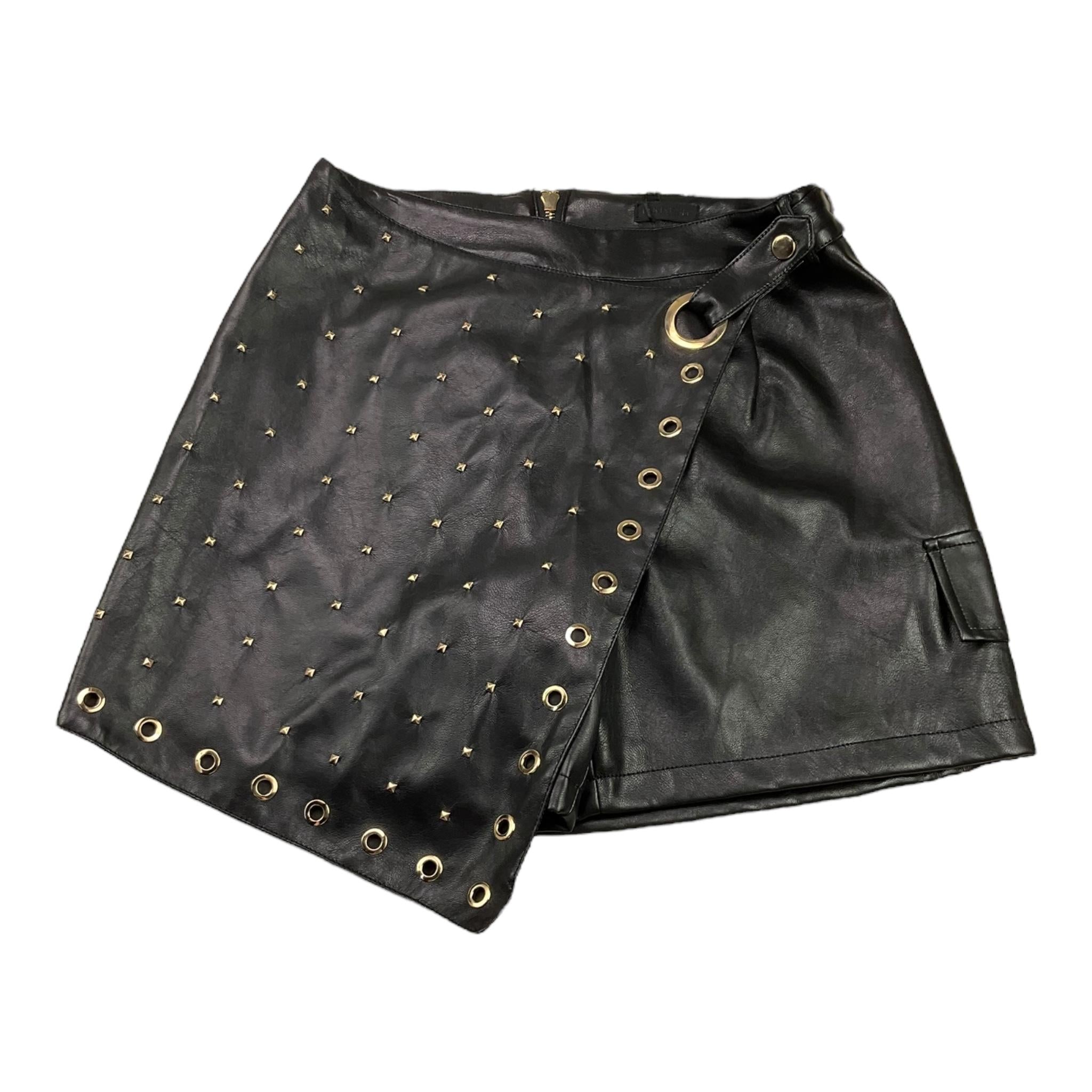 FUN & FUN short in ecopelle tinta unita traforato Nero per Bambina FNJSO15857 NERO FUN & FUN