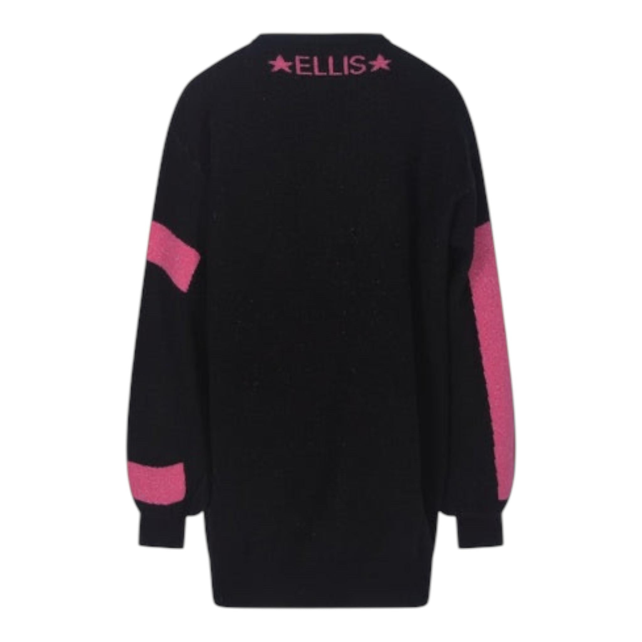 MARC ELLIS abito in maglia girocollo tinta unita con stampa Nero per Bambina JMJMX00111 NERO MARC ELLIS