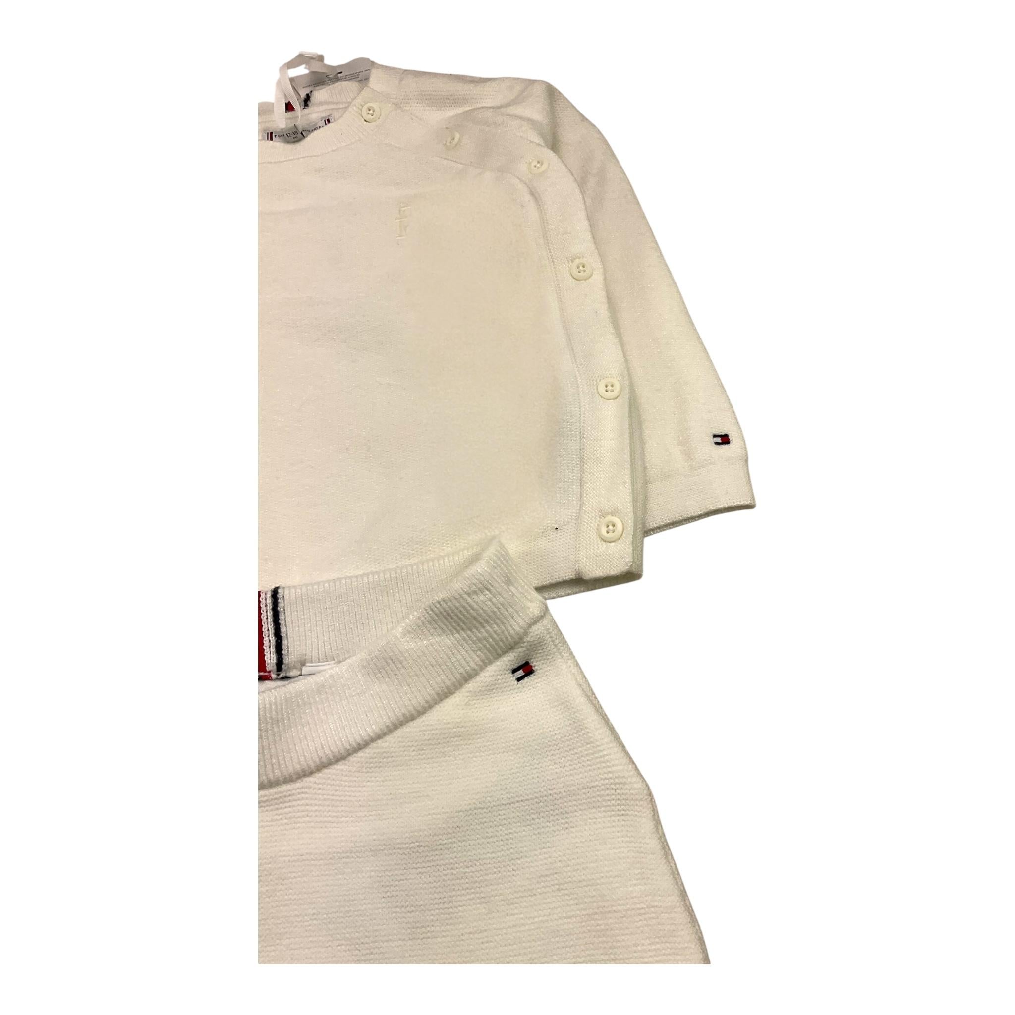 TOMMY HILFIGER completo 2 pezzi maglia-pantalone tinta unita Panna per Neonato KN0K01730 PANNA TOMMY HILFIGER
