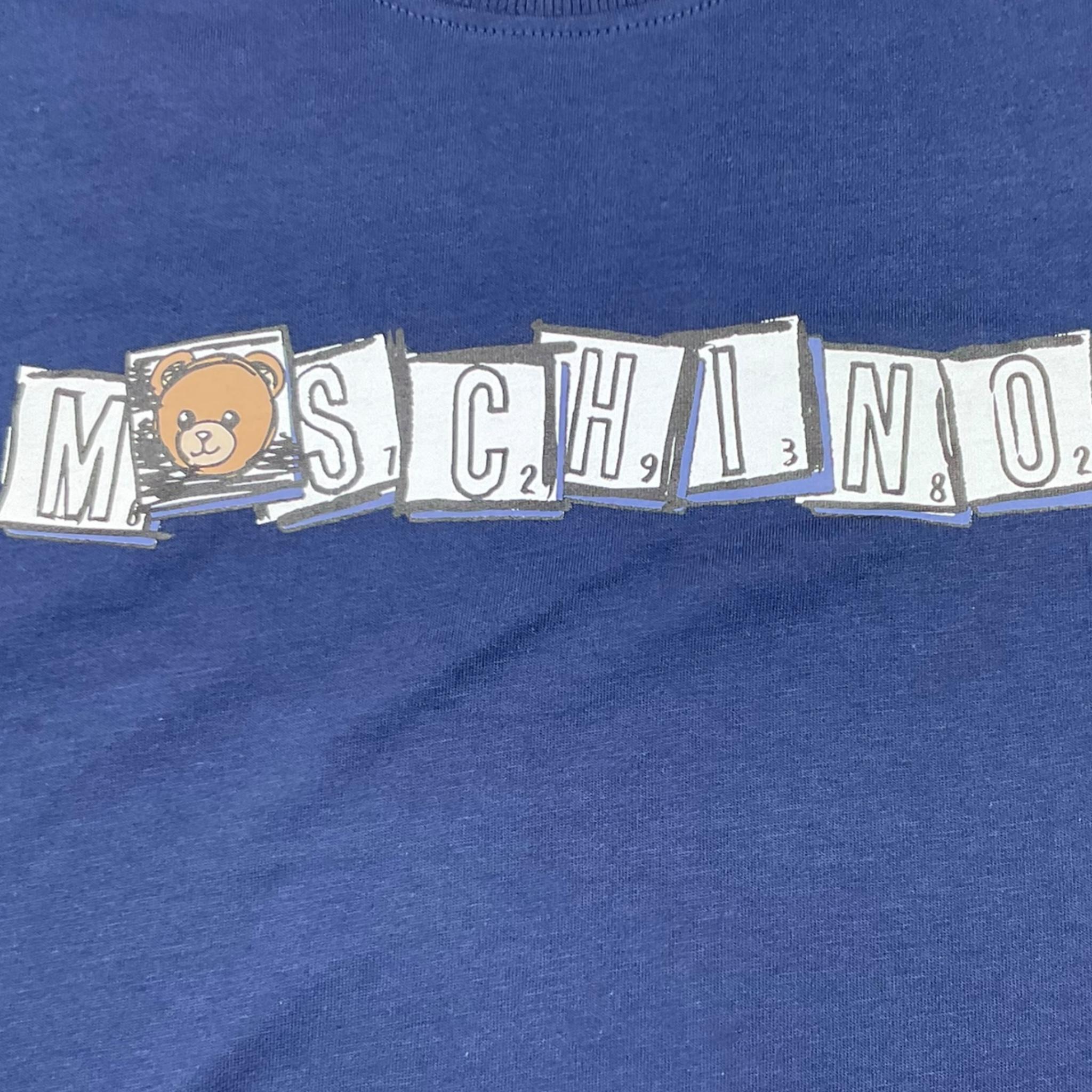 MOSCHINO t-shirt tinta unita girocollo con stampa Blu per Bambina HUM05F BLU MOSCHINO