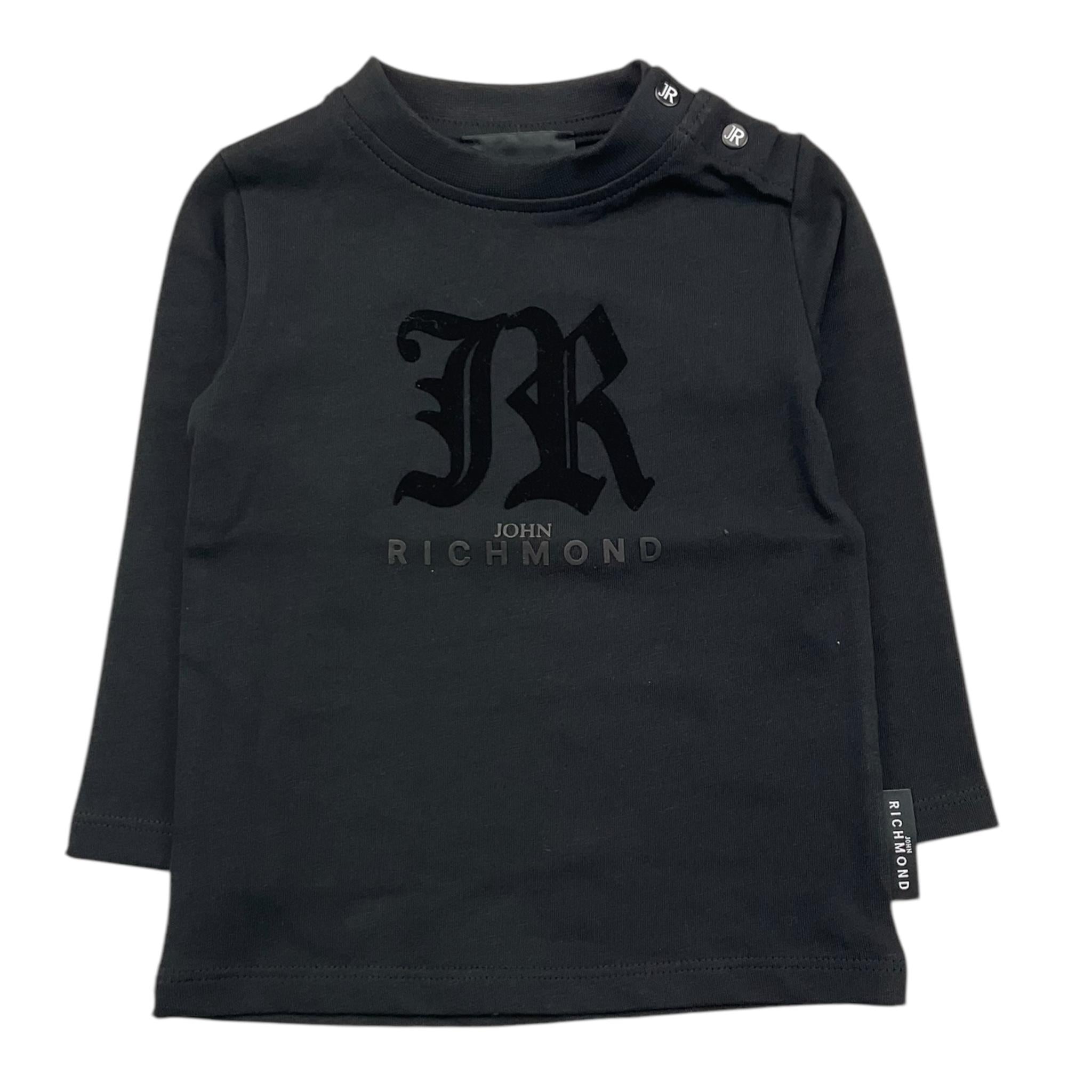 JOHN RICHMOND shirt girocollo tinta unita con stampa logo Nero per Neonato RIA25004TS NERO JOHN RICHMOND