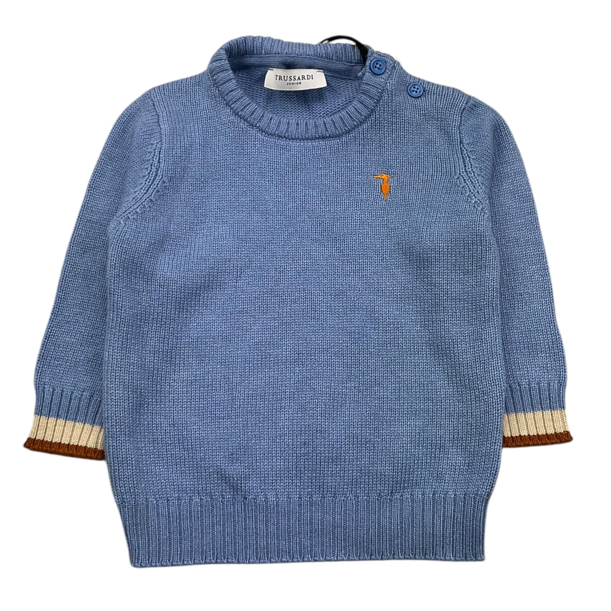 TRUSSARDI maglia girocollo tinta unita Azzurro per Bambino TIA25104 AZZURRO TRUSSARDI