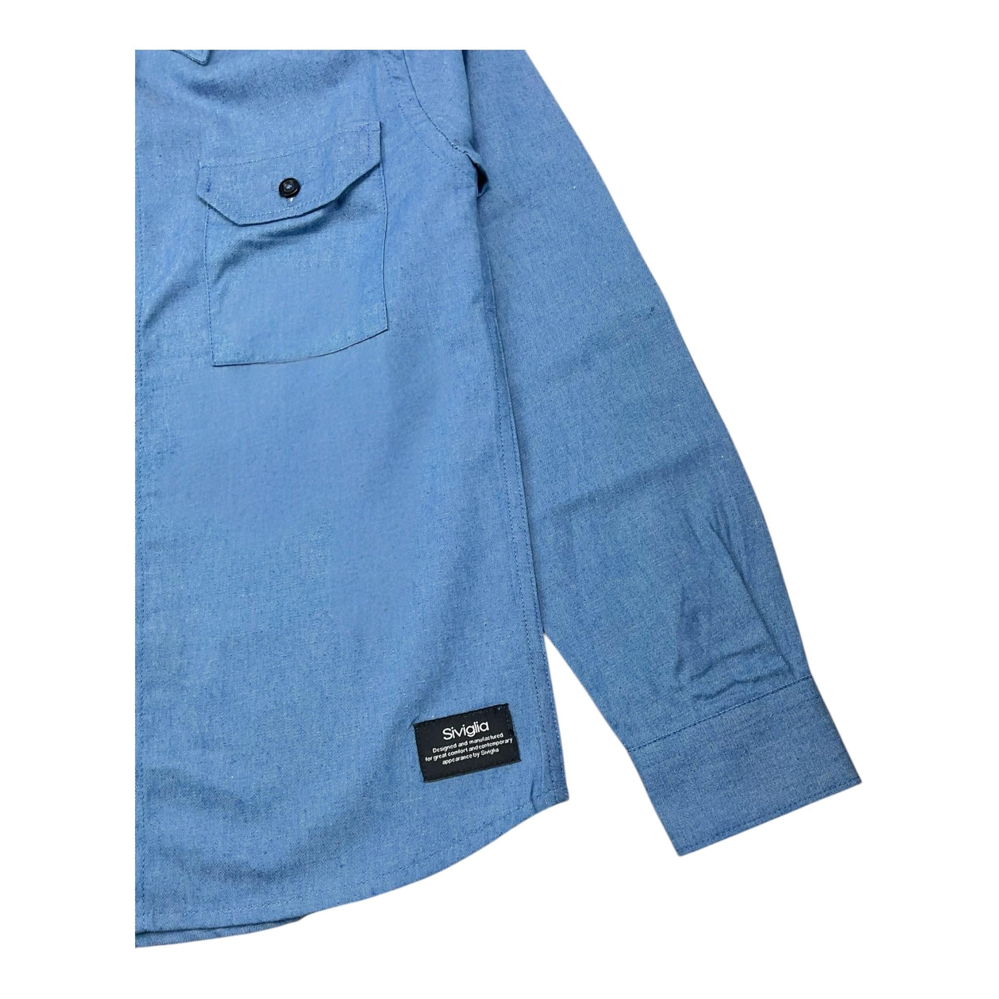 SIVIGLIA camicia tinta unita manica lunga con taschini Azzurro per Bambino SVBSH00646 AZZURRO SIVIGLIA