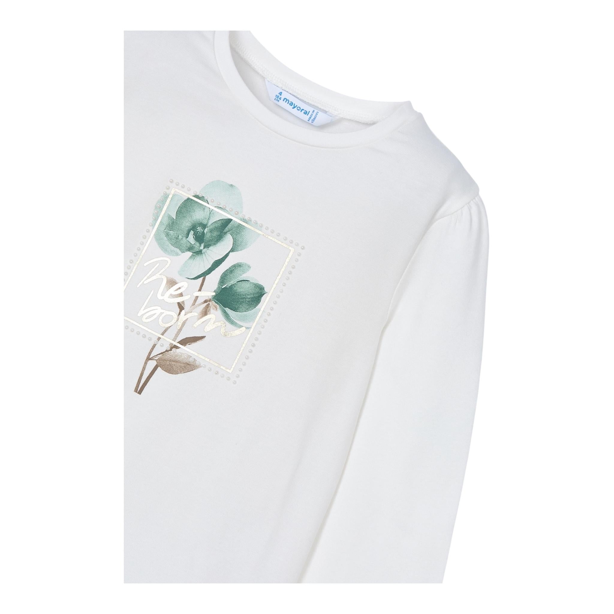 MAYORAL shirt girocollo tinta unita con stampa Bianco per Bambina 4066 BIANCO MAYORAL