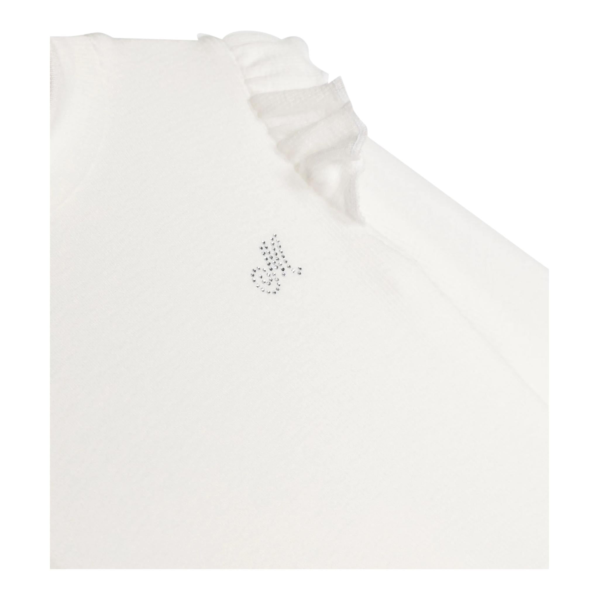 MONNALISA shirt tinta unita con rouches Panna per Neonata 31D623 PANNA MONNALISA